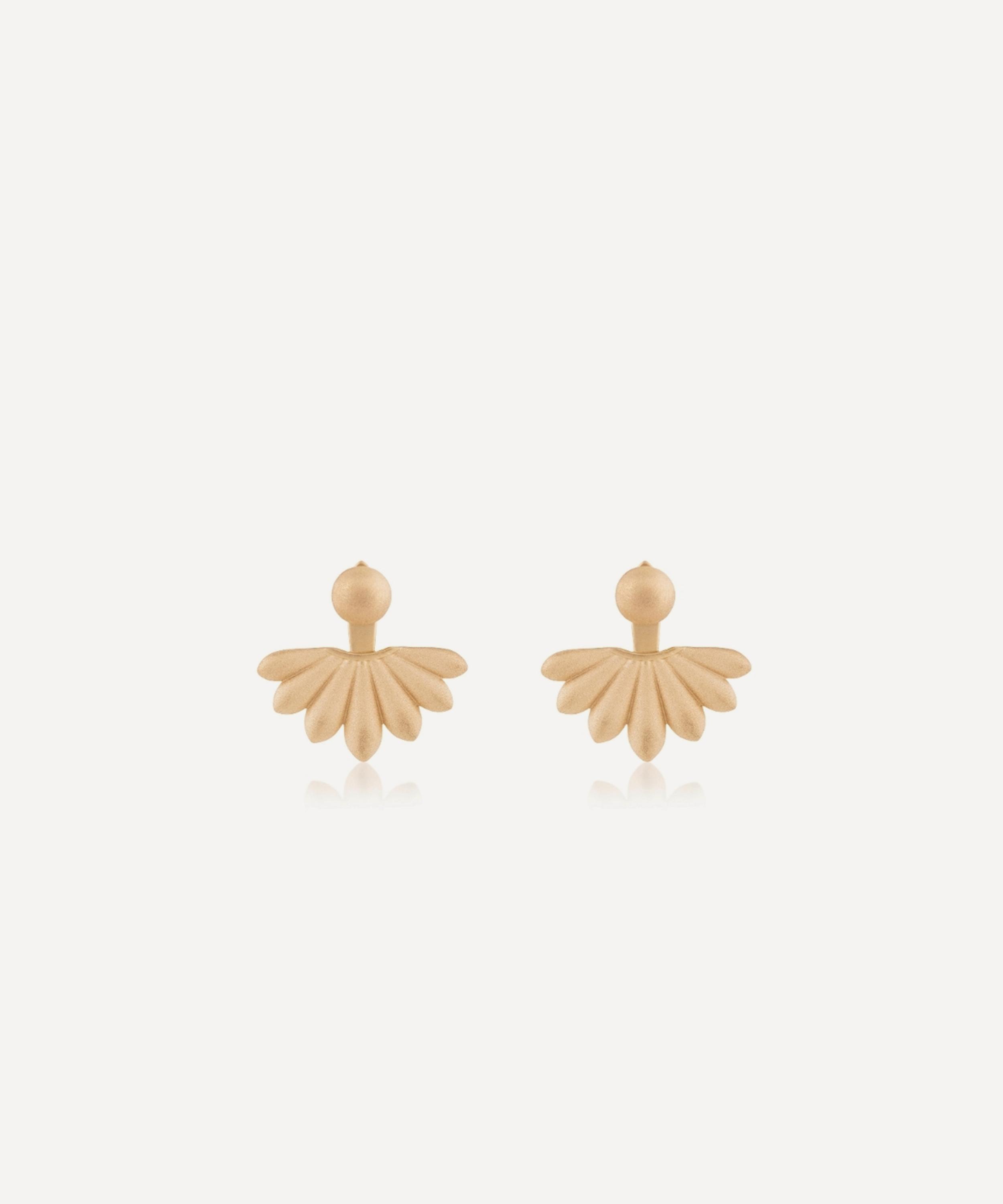 Nada Ghazal 18ct Gold Lotus Courage Small Stud Earrings In Gold