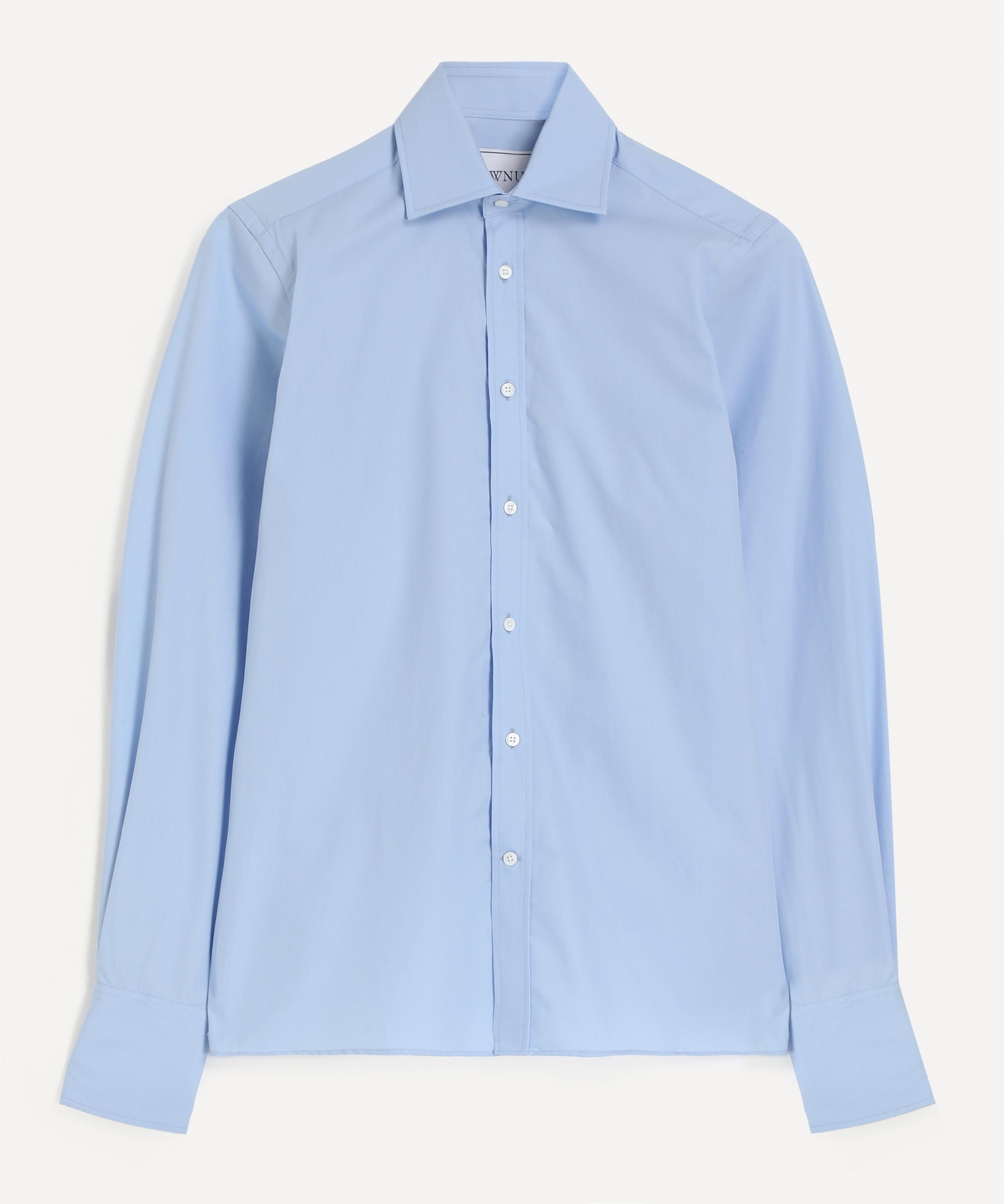 With Nothing Underneath Women's The Boyfriend Exaggerated Cuff Sky Blue Shirt