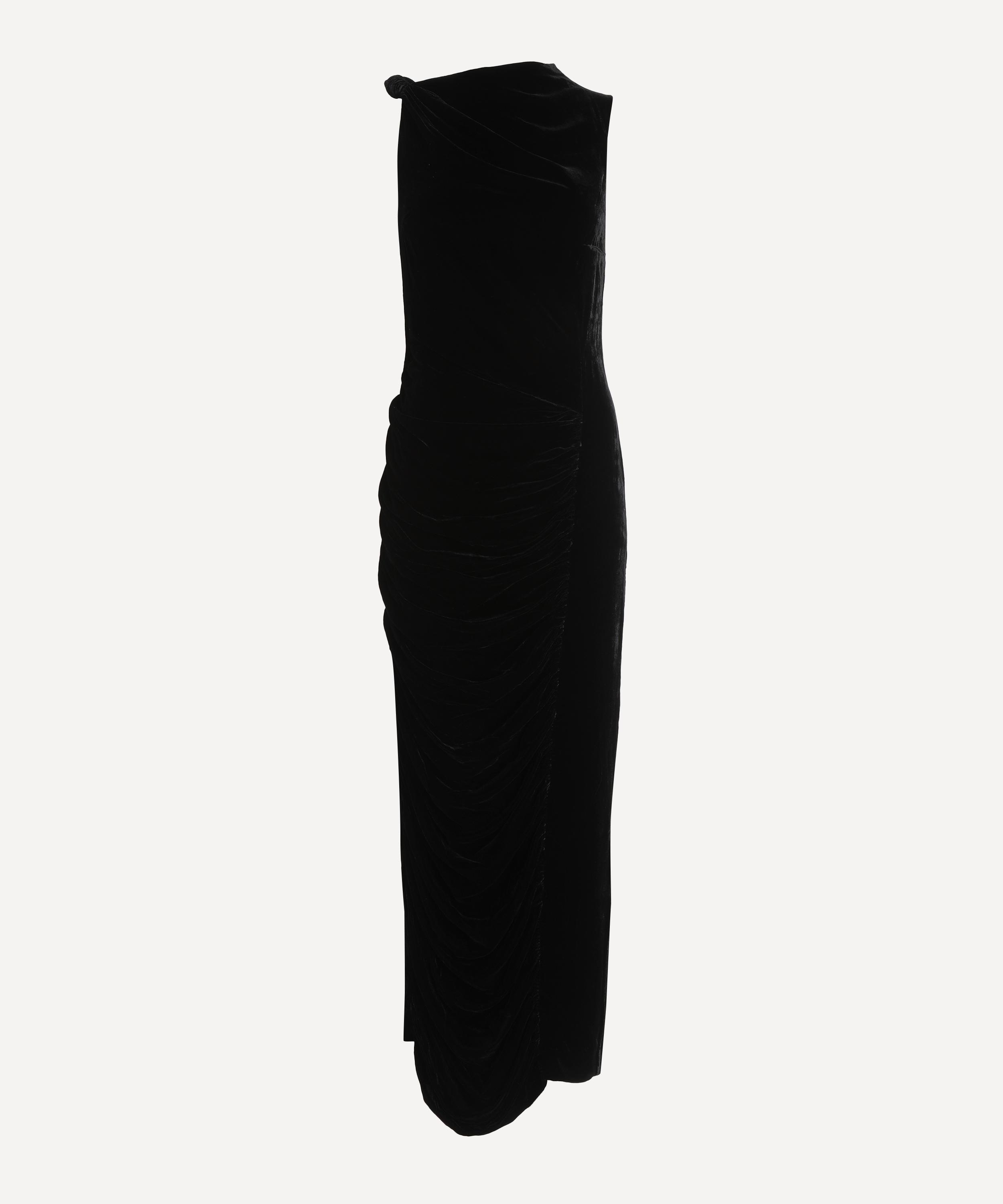 Rotate Birger Christensen Women's Velvet Ruched Midi Dress In Black