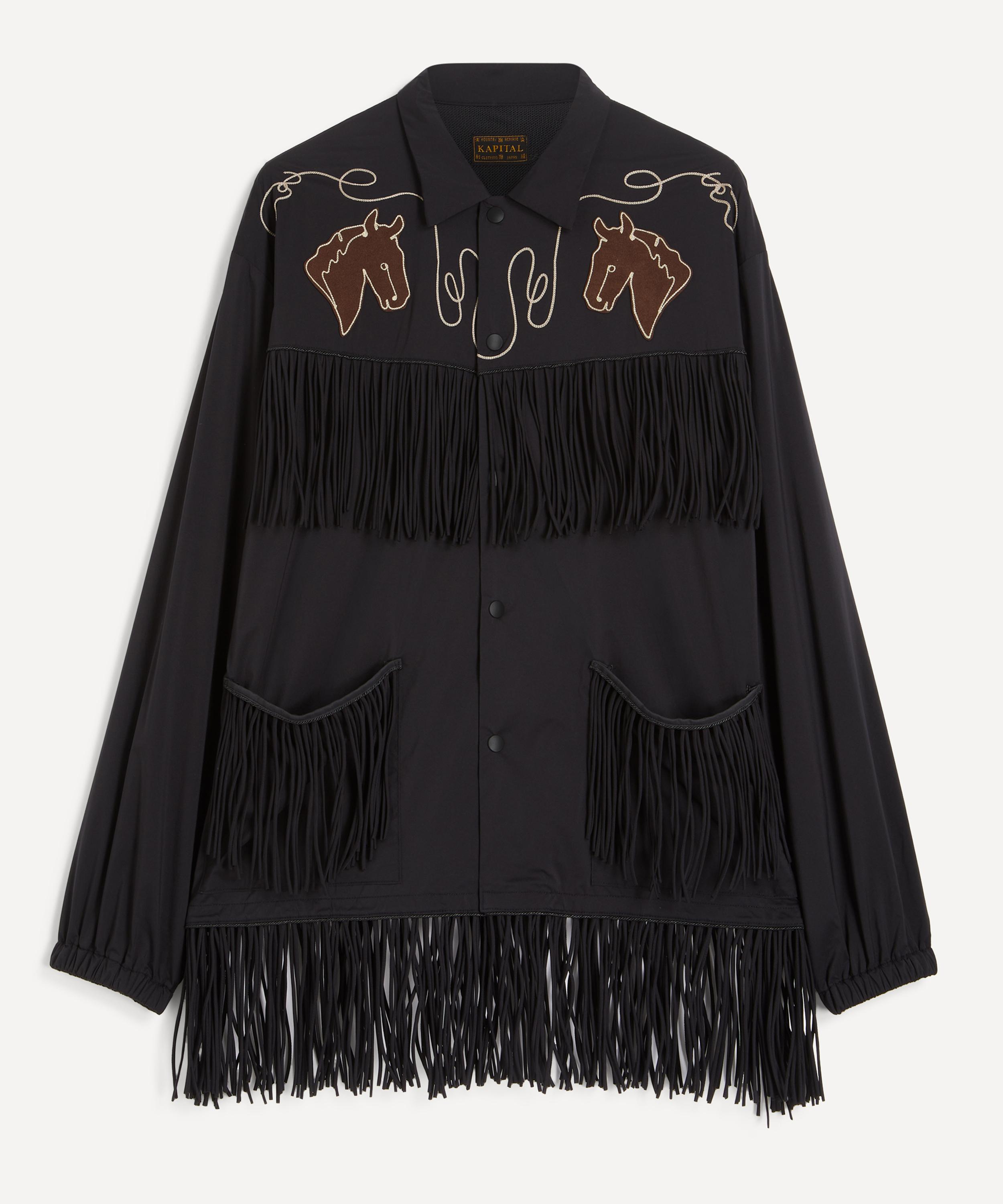 Kapital Mens Stretch Nylon Fringed Coach Jacket In Black