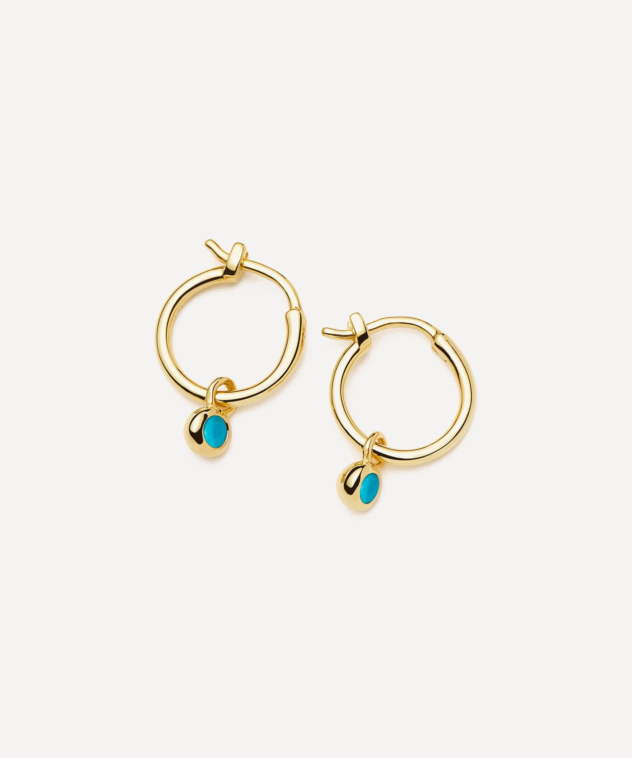 Missoma 18ct Gold-plated Vermeil Silver December Birthstone Mini Charm Hoop Earrings In Gold