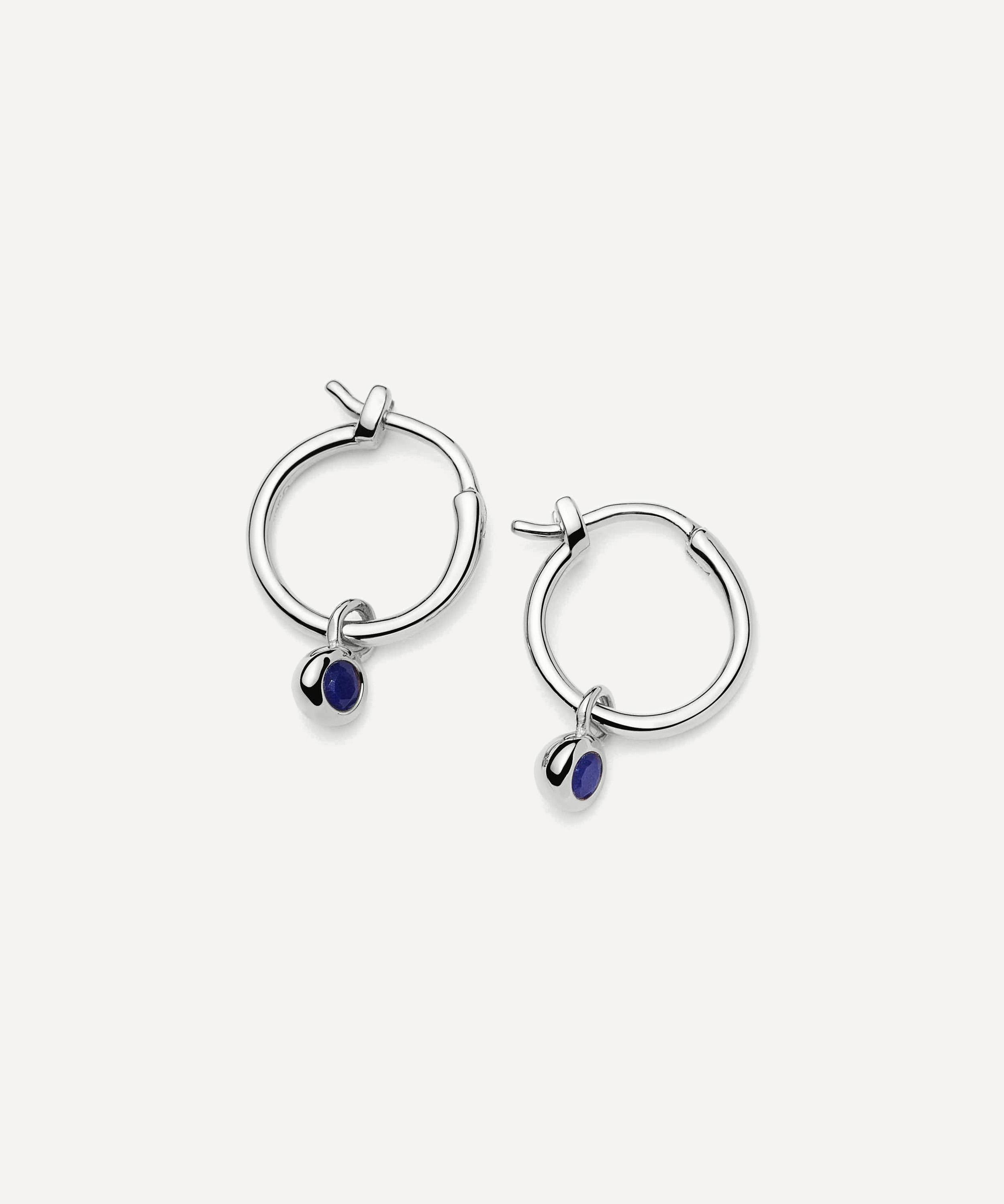 Missoma Sterling Silver September Birthstone Mini Charm Hoop Earrings In Silver