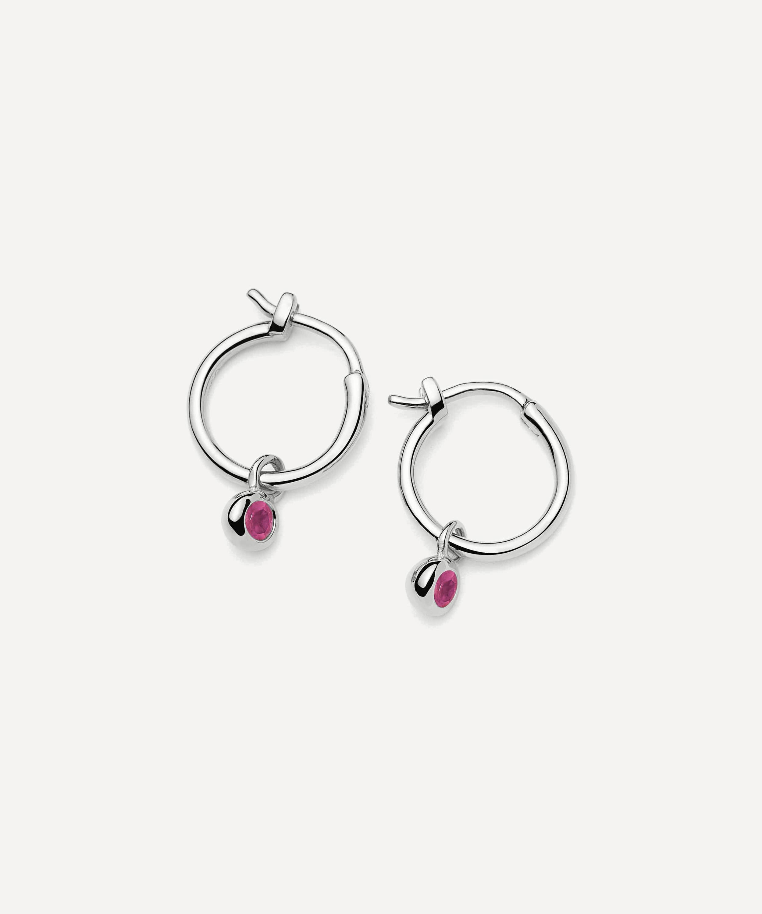 Missoma Sterling Silver September Birthstone Mini Charm Hoop Earrings In Silver