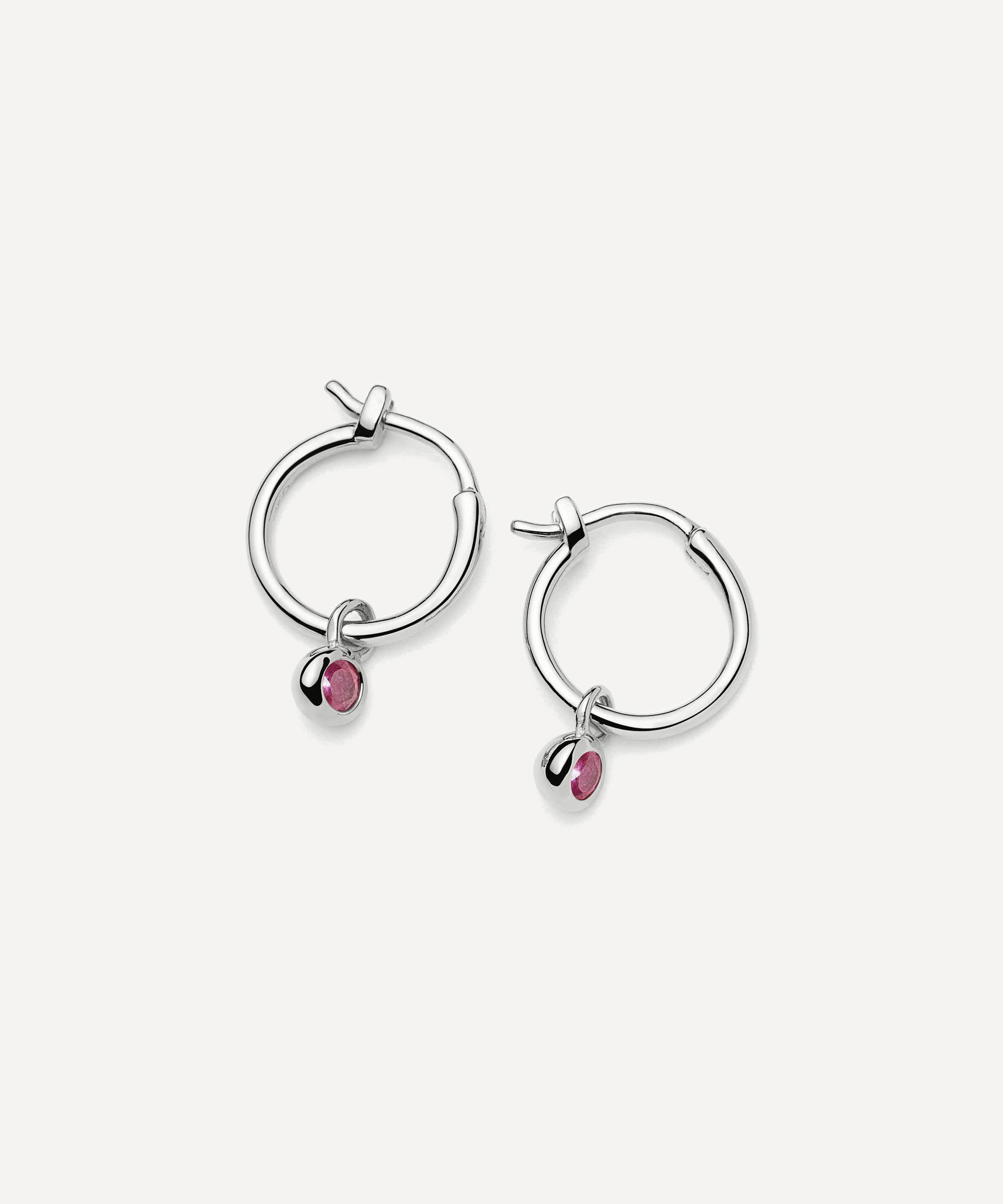 Missoma Sterling Silver September Birthstone Mini Charm Hoop Earrings In Silver
