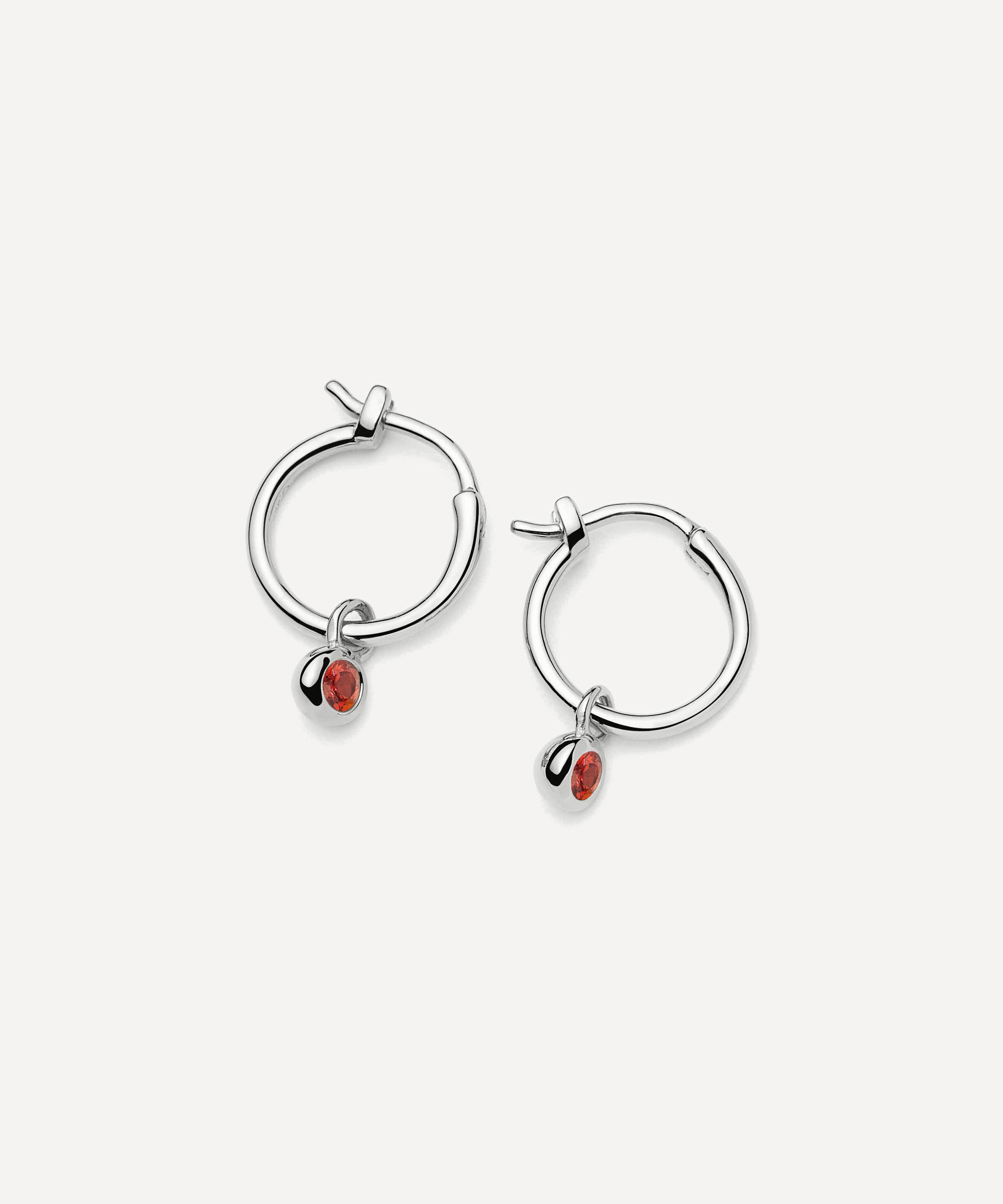 Missoma Sterling Silver September Birthstone Mini Charm Hoop Earrings In Silver