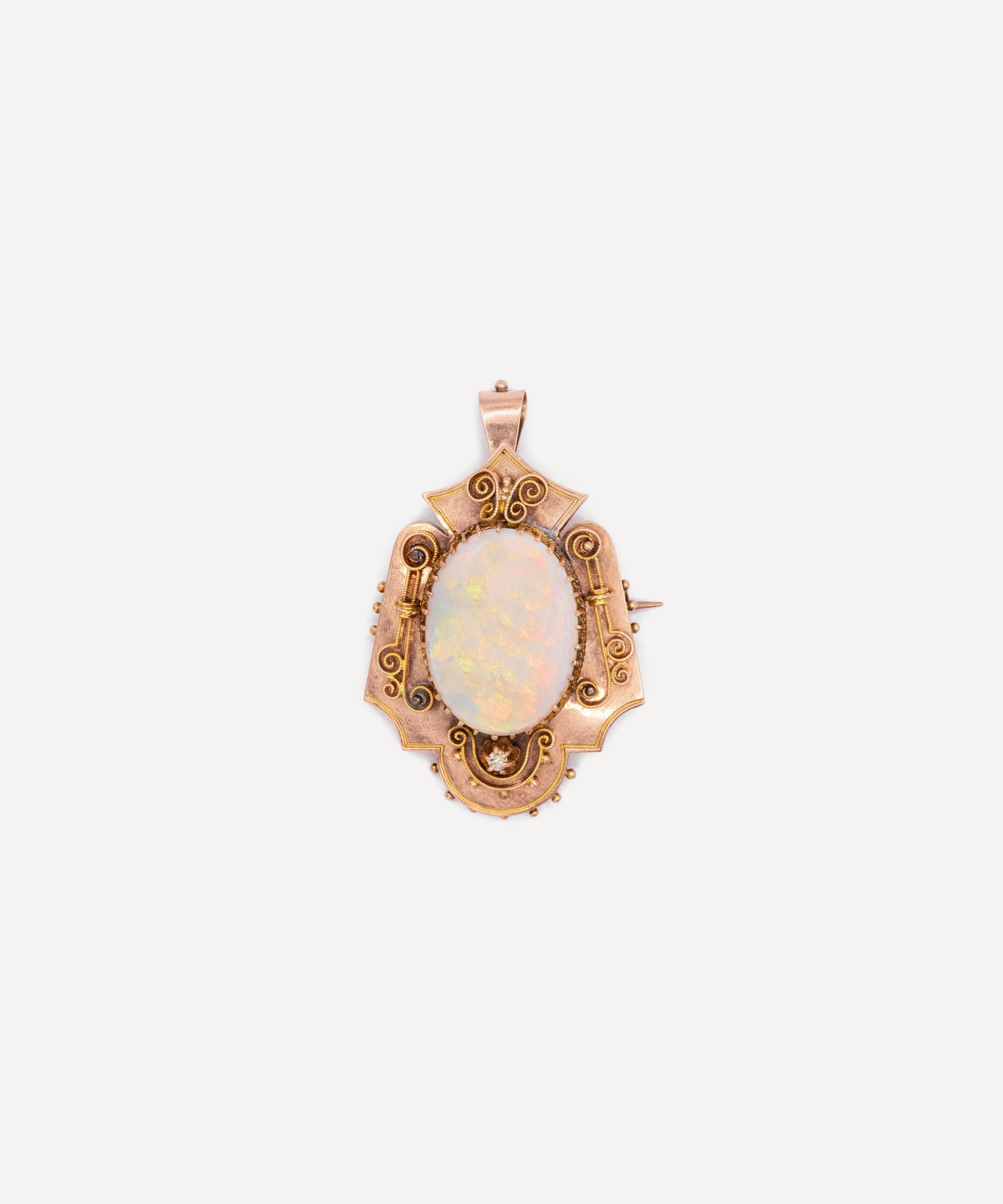 Kojis 9ct Rose Gold Antique Opal Pendant Brooch