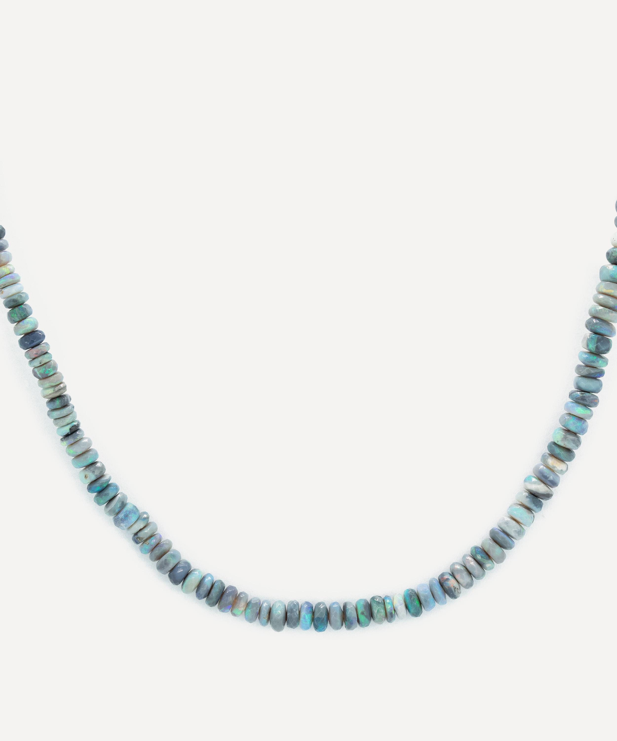 Kojis 14ct White Gold Katey Brunini Opal And Aquamarine Lariat Necklace In Blue