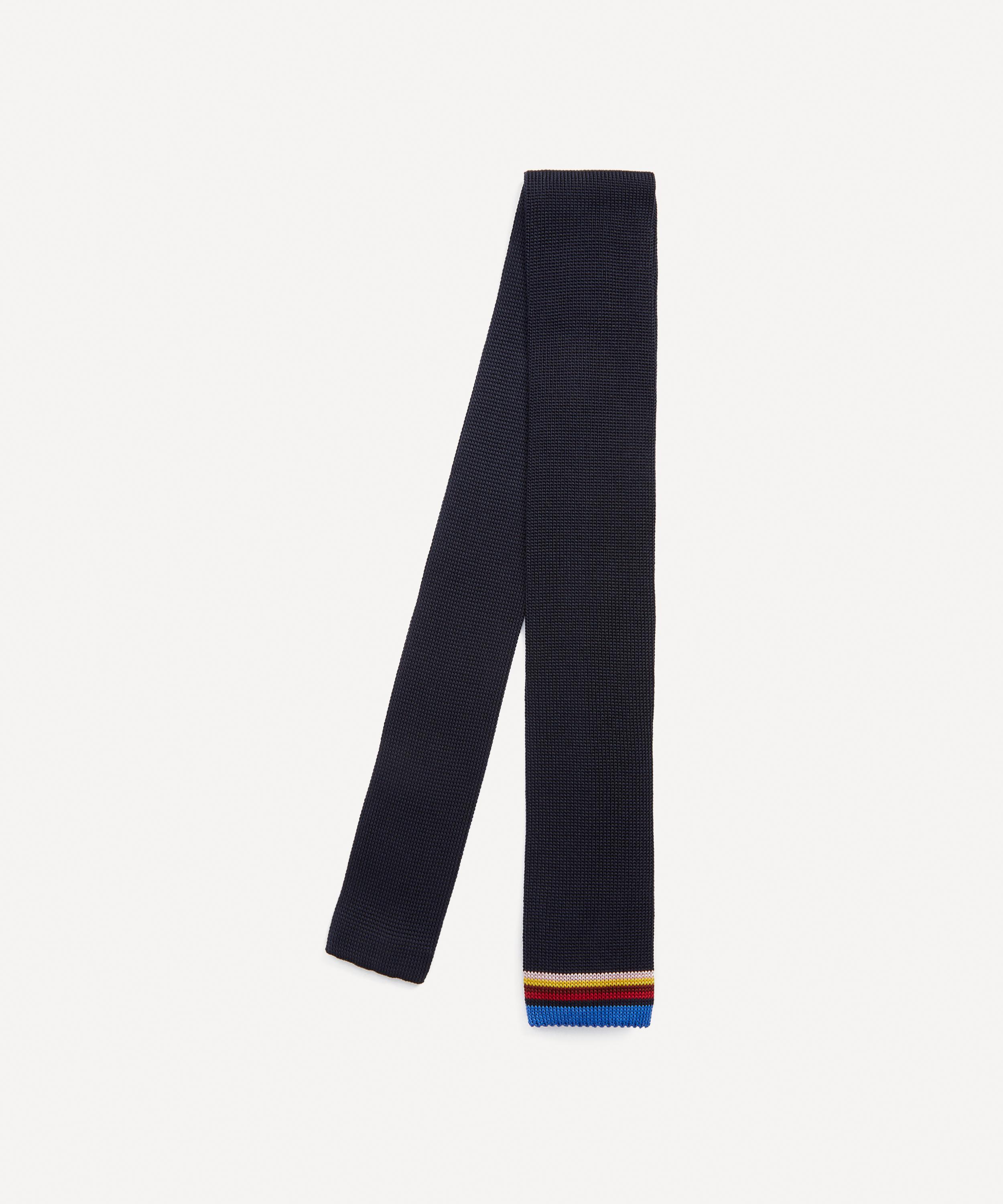 Paul Smith Mens Navy Knit Striped Tie In Blue
