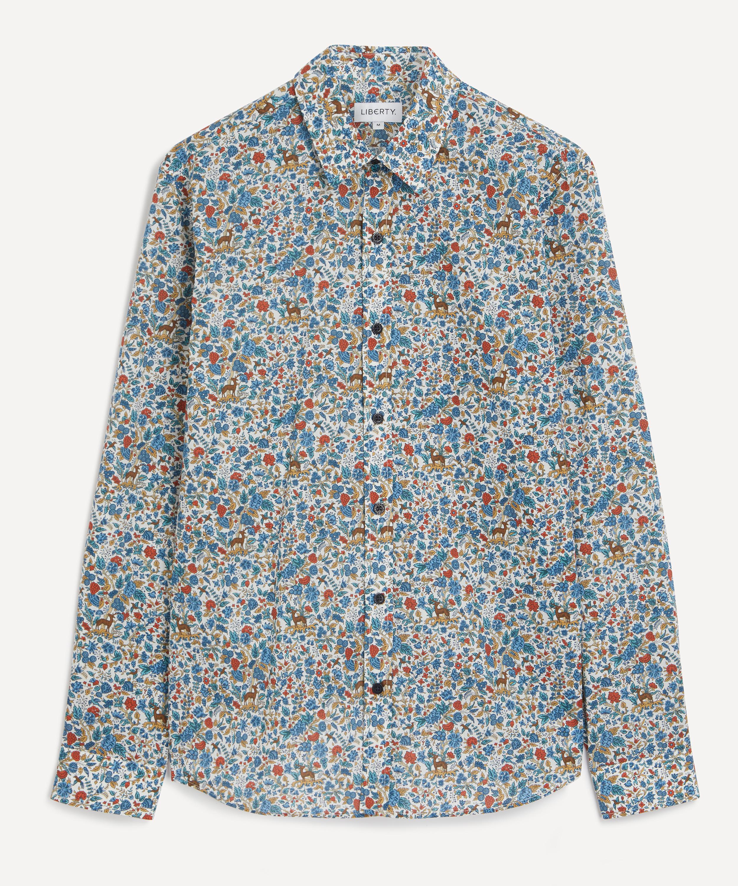 Liberty Mens Classic Fit Tana Lawn Cotton Shirt In Salter's Forest In Blue