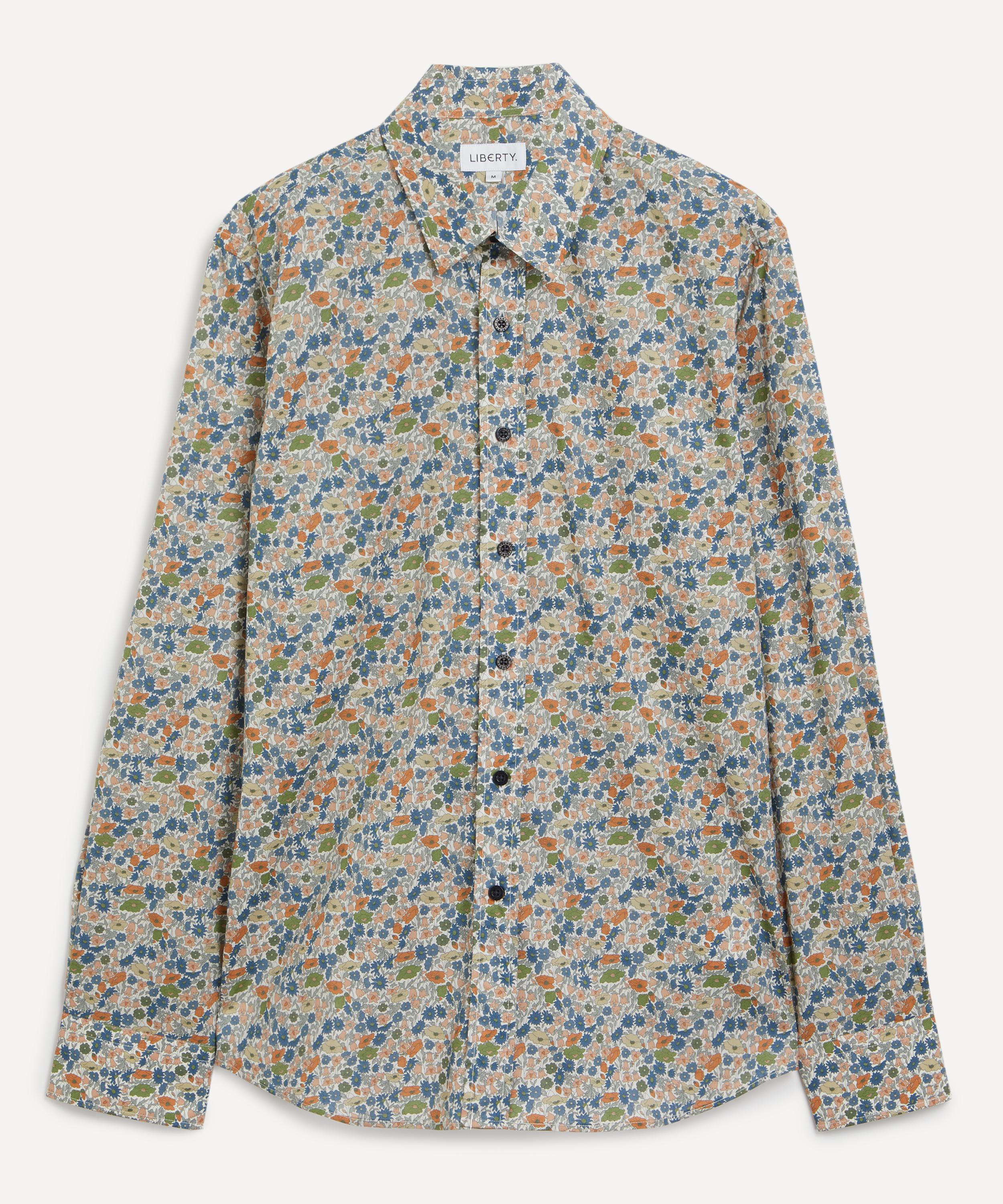 Liberty Mens Classic Fit Tana Lawn Cotton Shirt In Poppy Forest In Multi