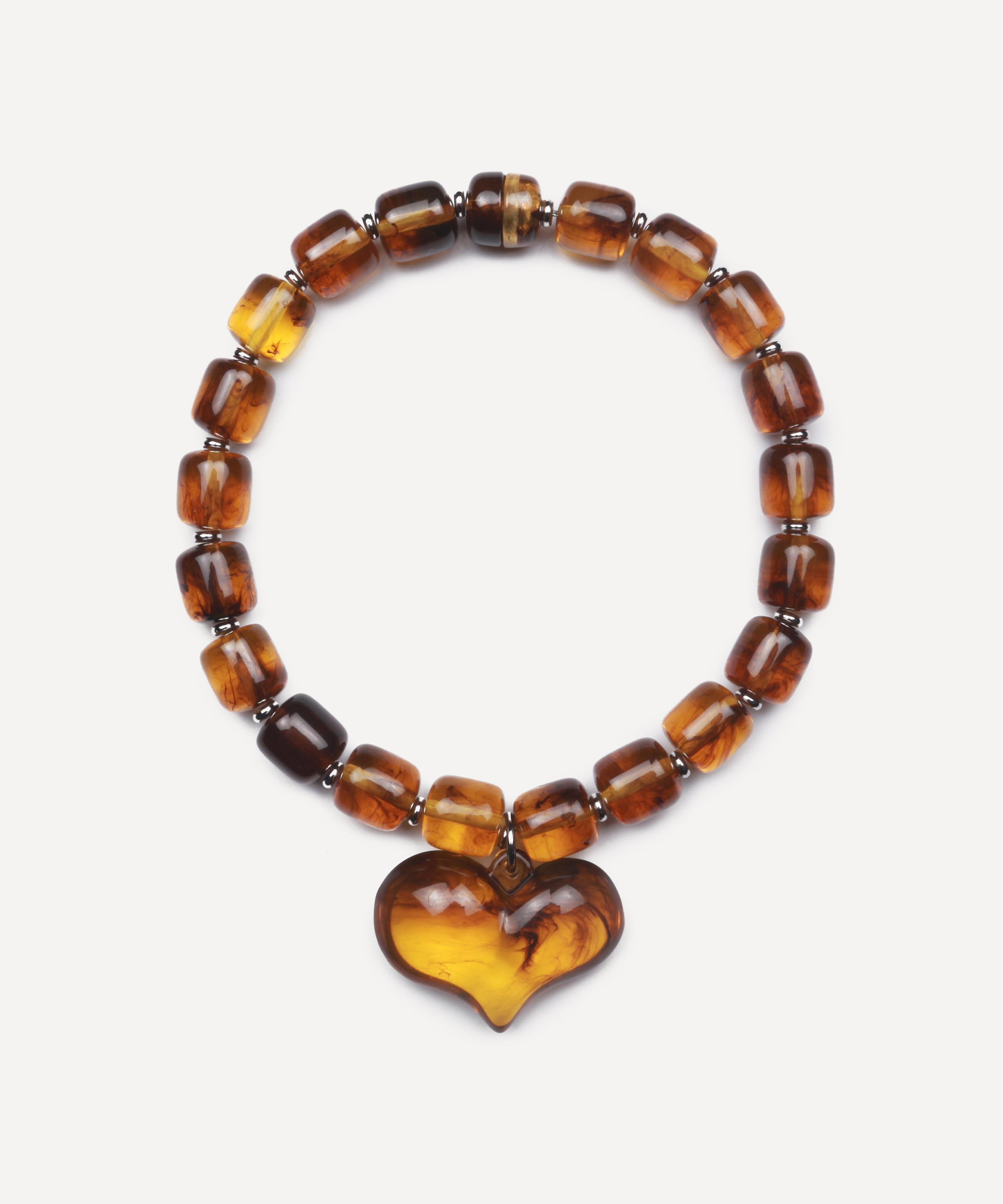 Julietta Amore Amber Bead Necklace In Orange