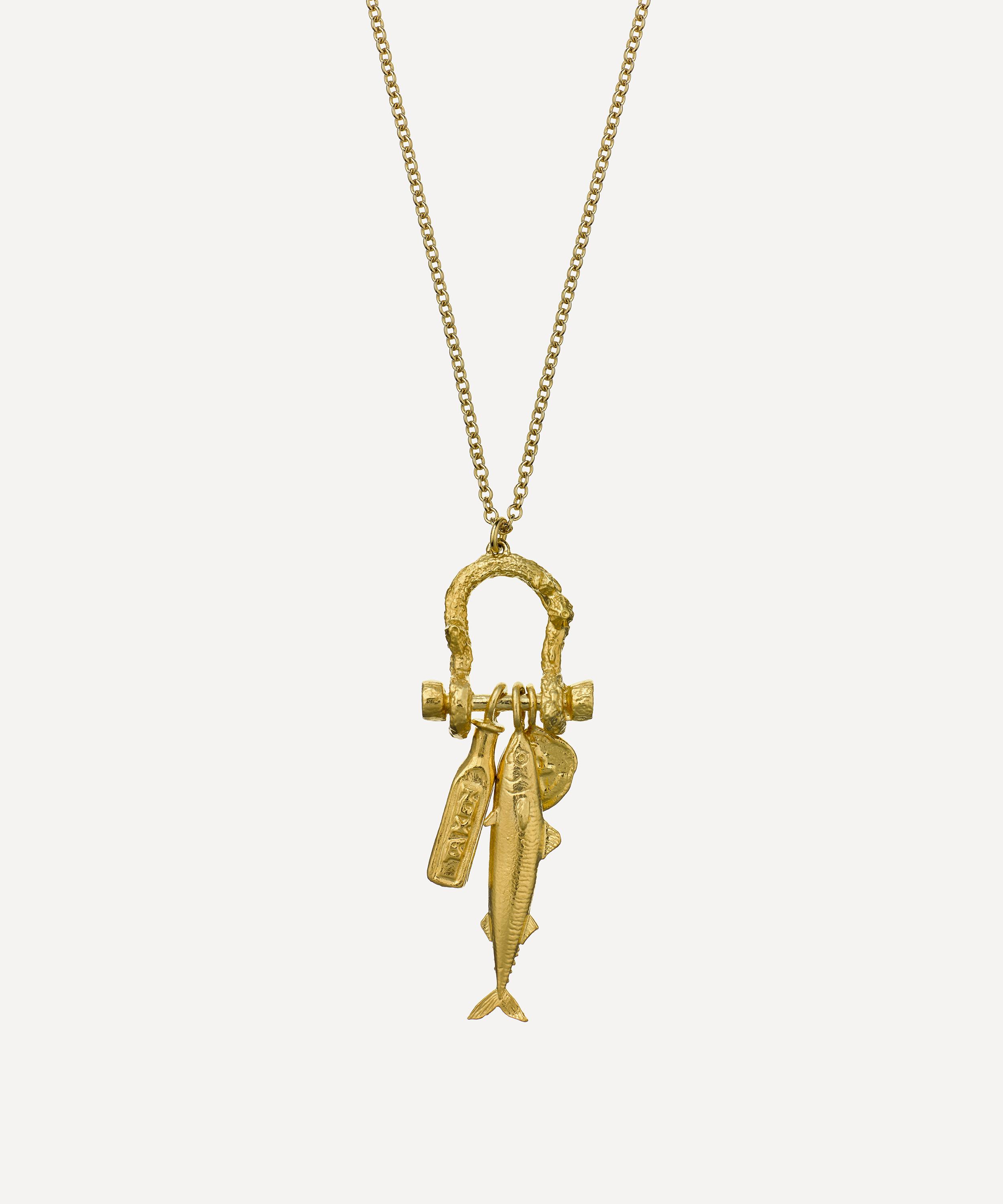 Alex Monroe 22ct Gold-plated Boatyard Link Mudlark Charm Necklace In Gold