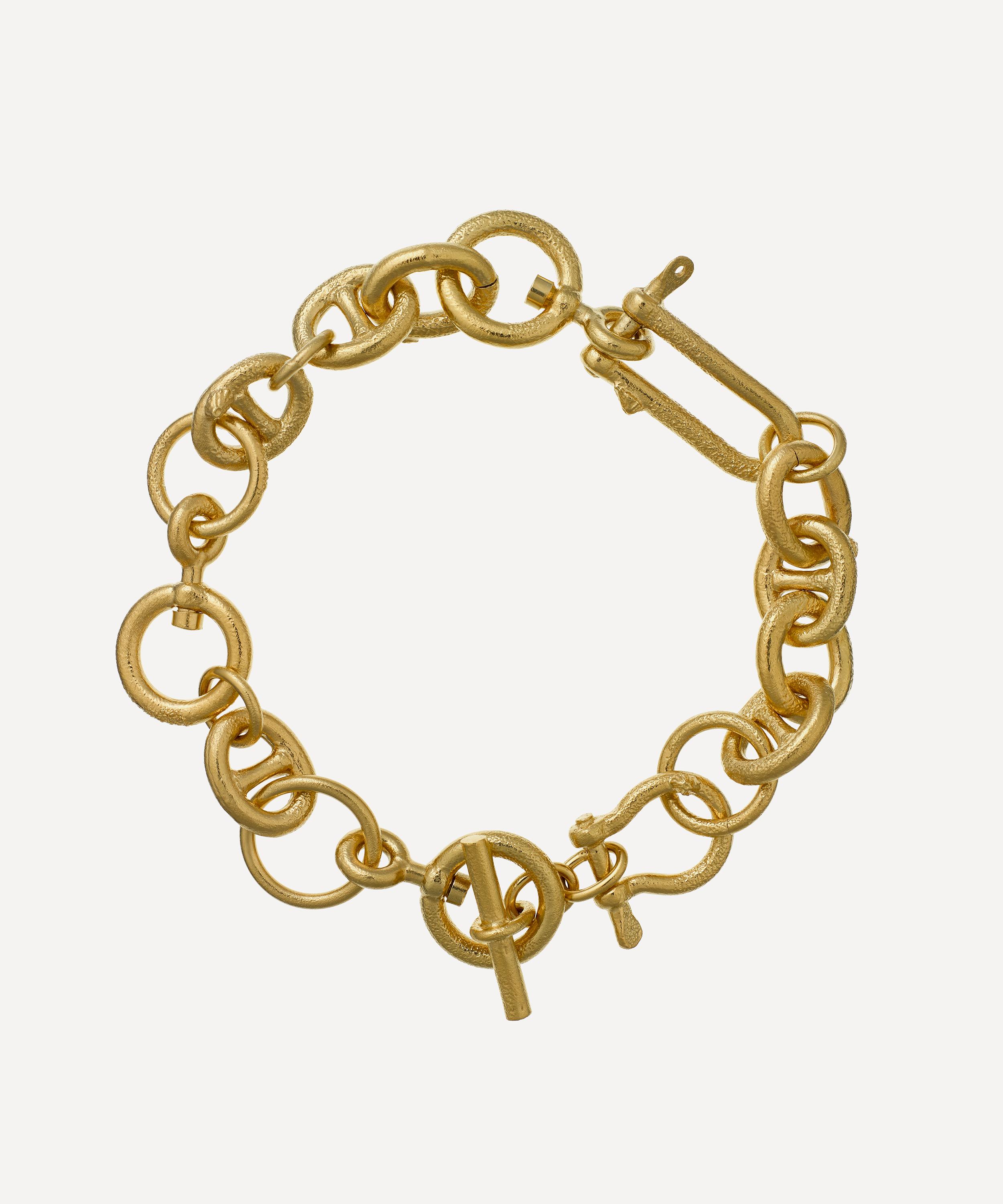Alex Monroe 22ct Gold-plated Heavy Chain Boatyard Link Bracelet In Gold