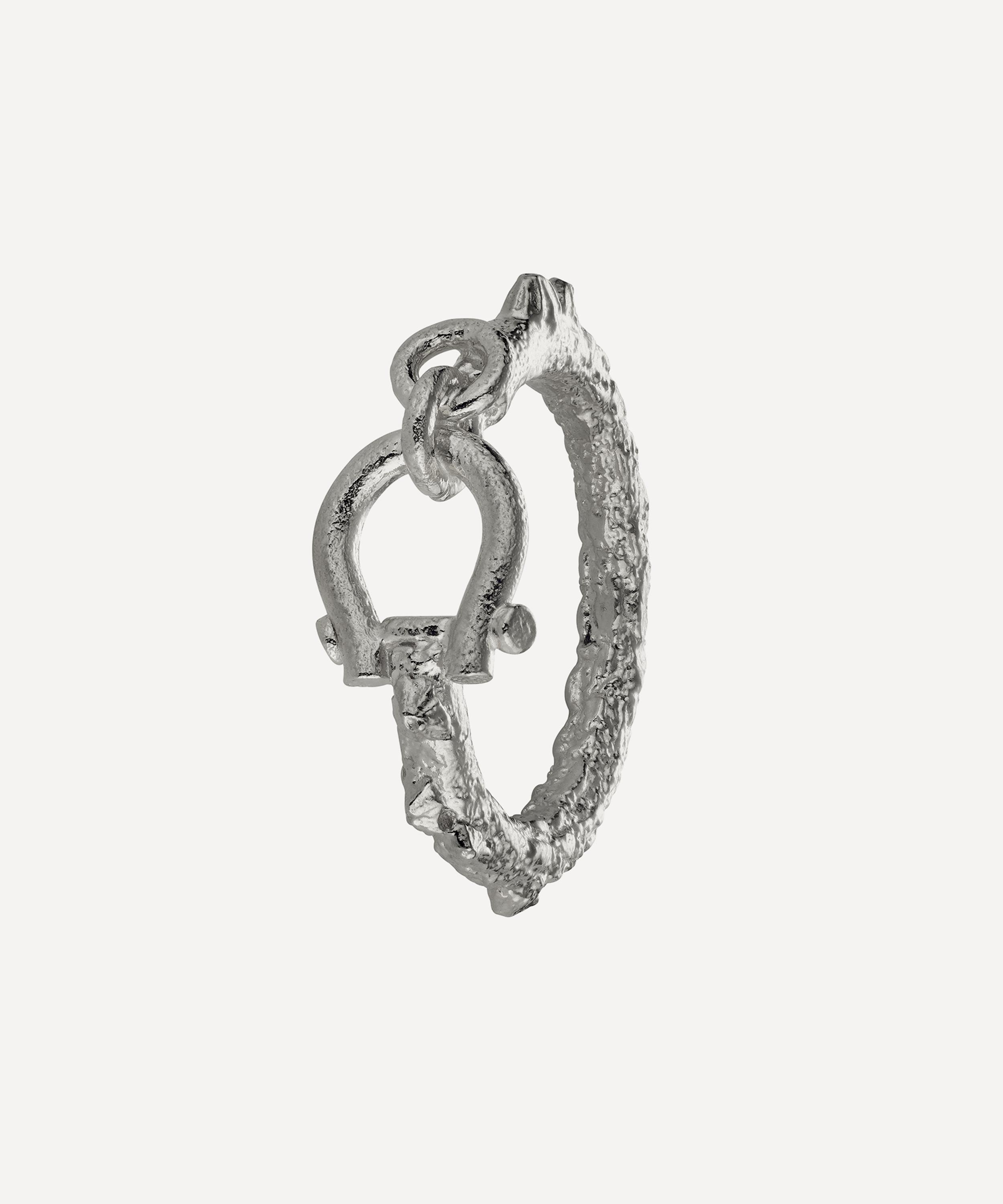 Alex Monroe Sterling Silver Aged Boatyard Link Ring In Silver