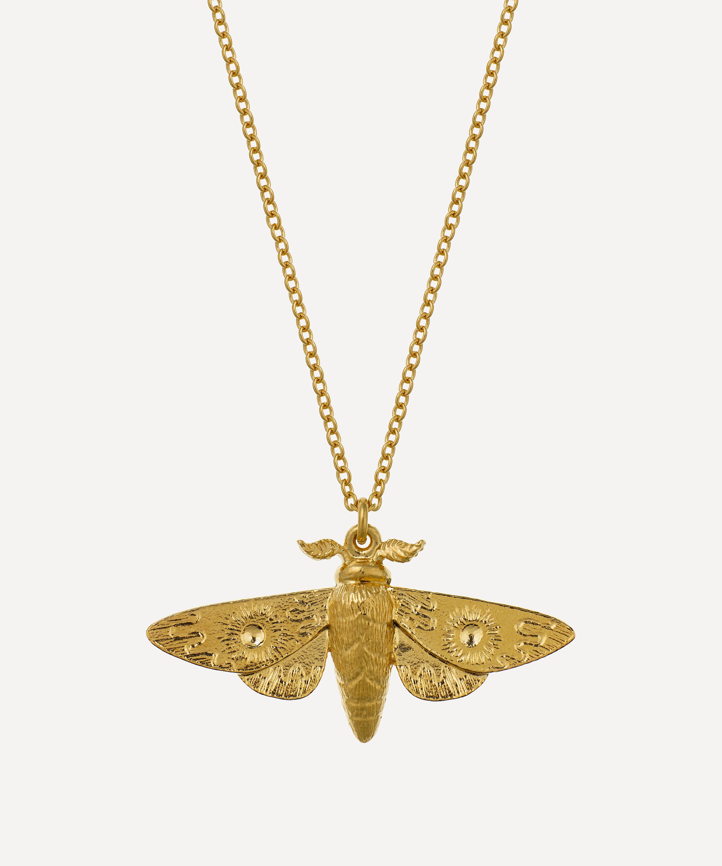 Alex Monroe 22ct Gold-plated Moth Pendant Necklace In Gold