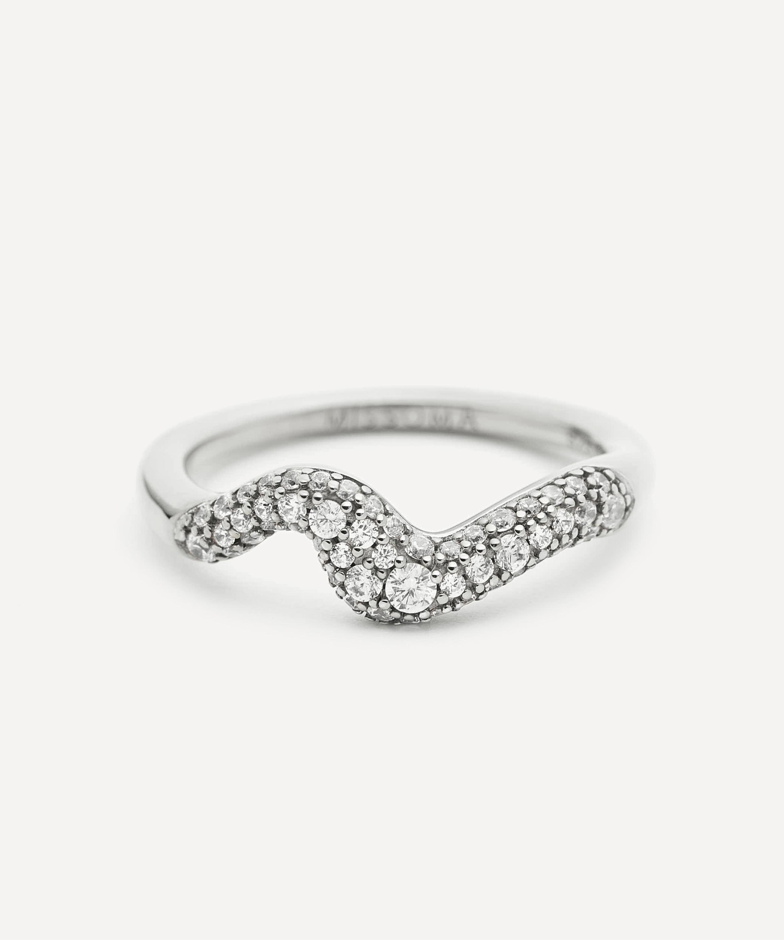 Missoma Womens Molten Snow Rhodium-plated Sterling-silver And Zirconia Stacking Ring In Silver
