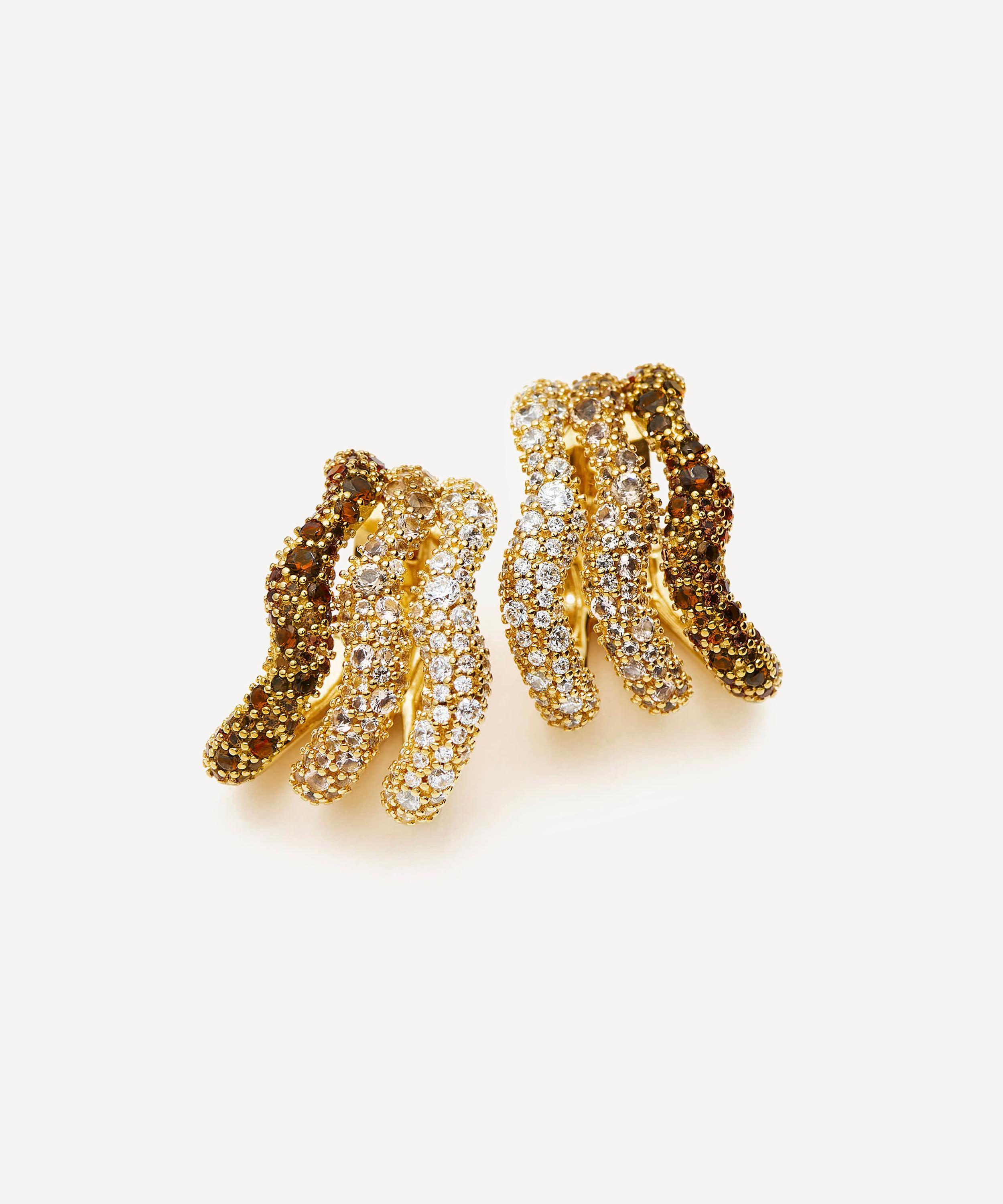 Missoma 18ct Gold-plated Molten Snow Triple Pave Small Hoop Earrings In Multi