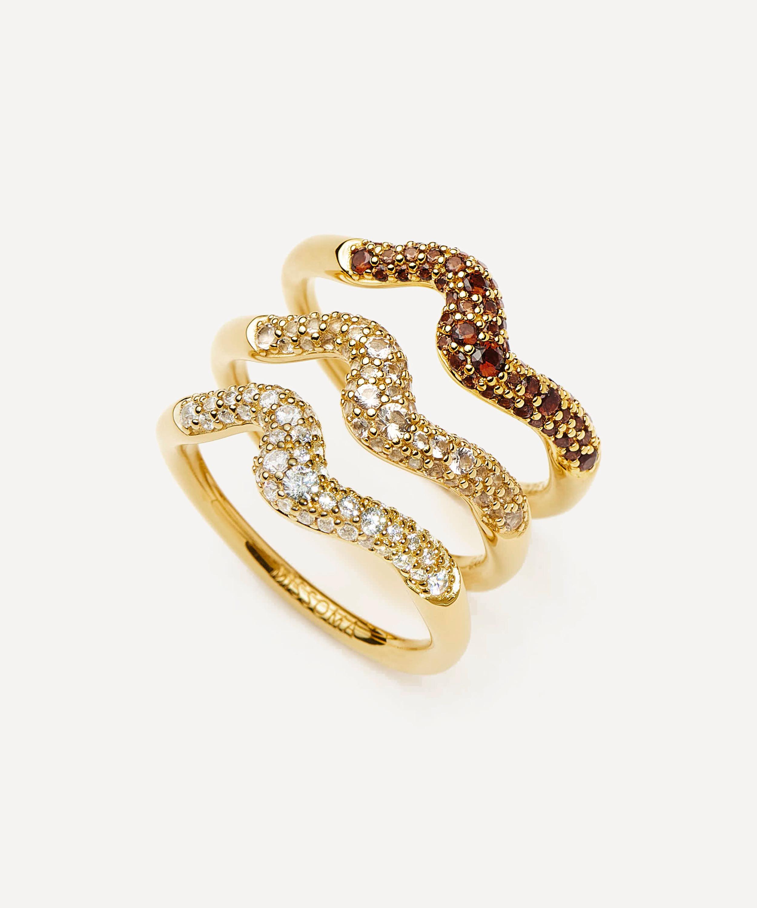 Missoma 18ct Gold-plated Vermeil Silver Molten Snow Stacking Ring Set