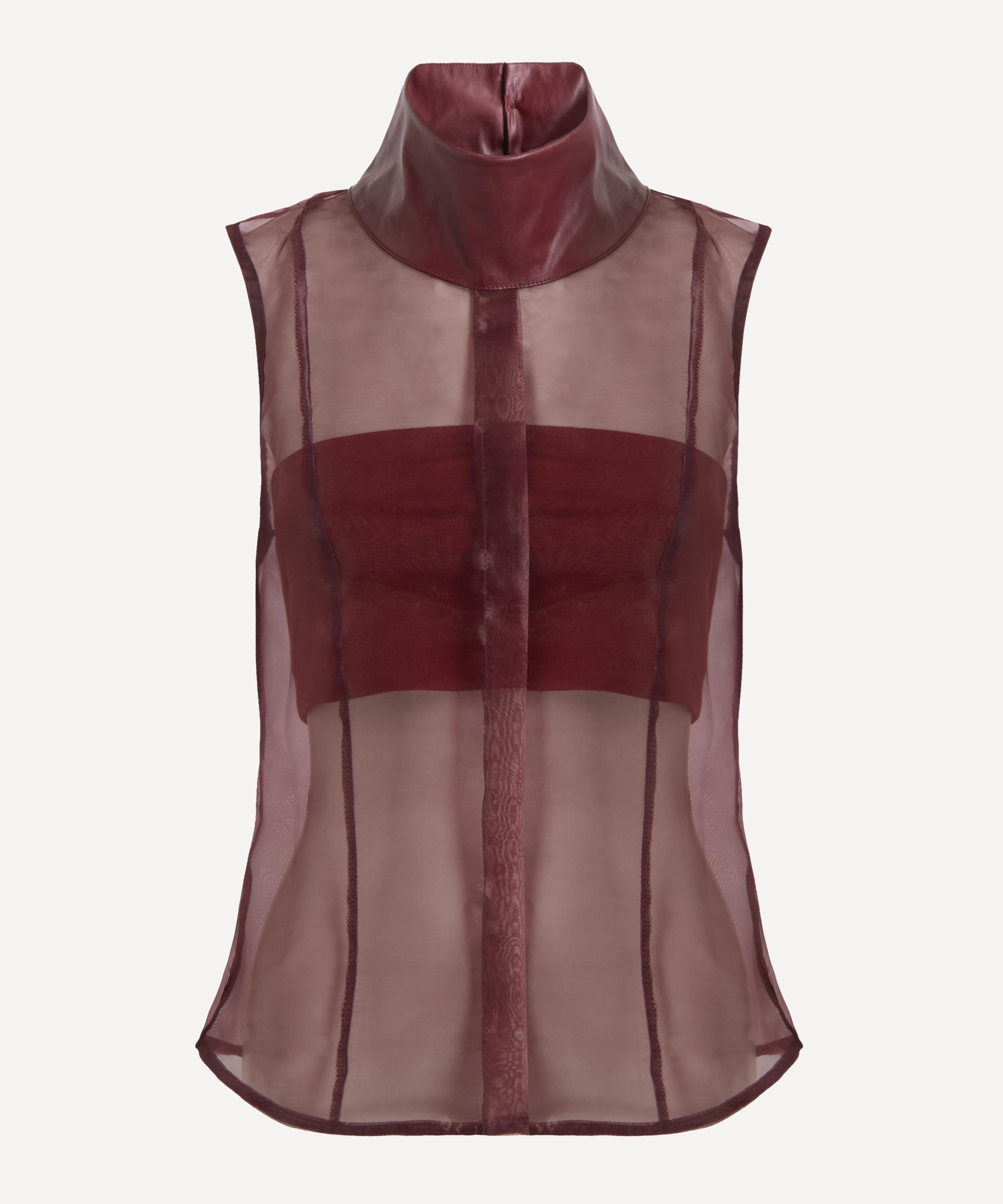 Coloma's Women's Fiorella Burgundy Organza Top In Burgundy