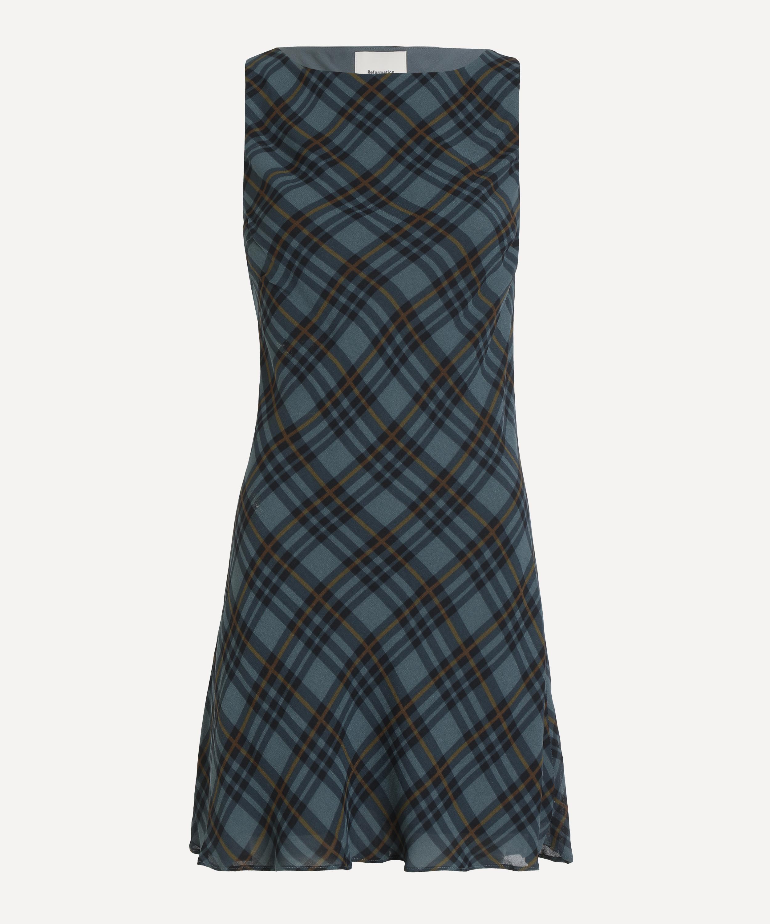 Reformation Women's Dale Slate Plaid Mini Dress In Multi