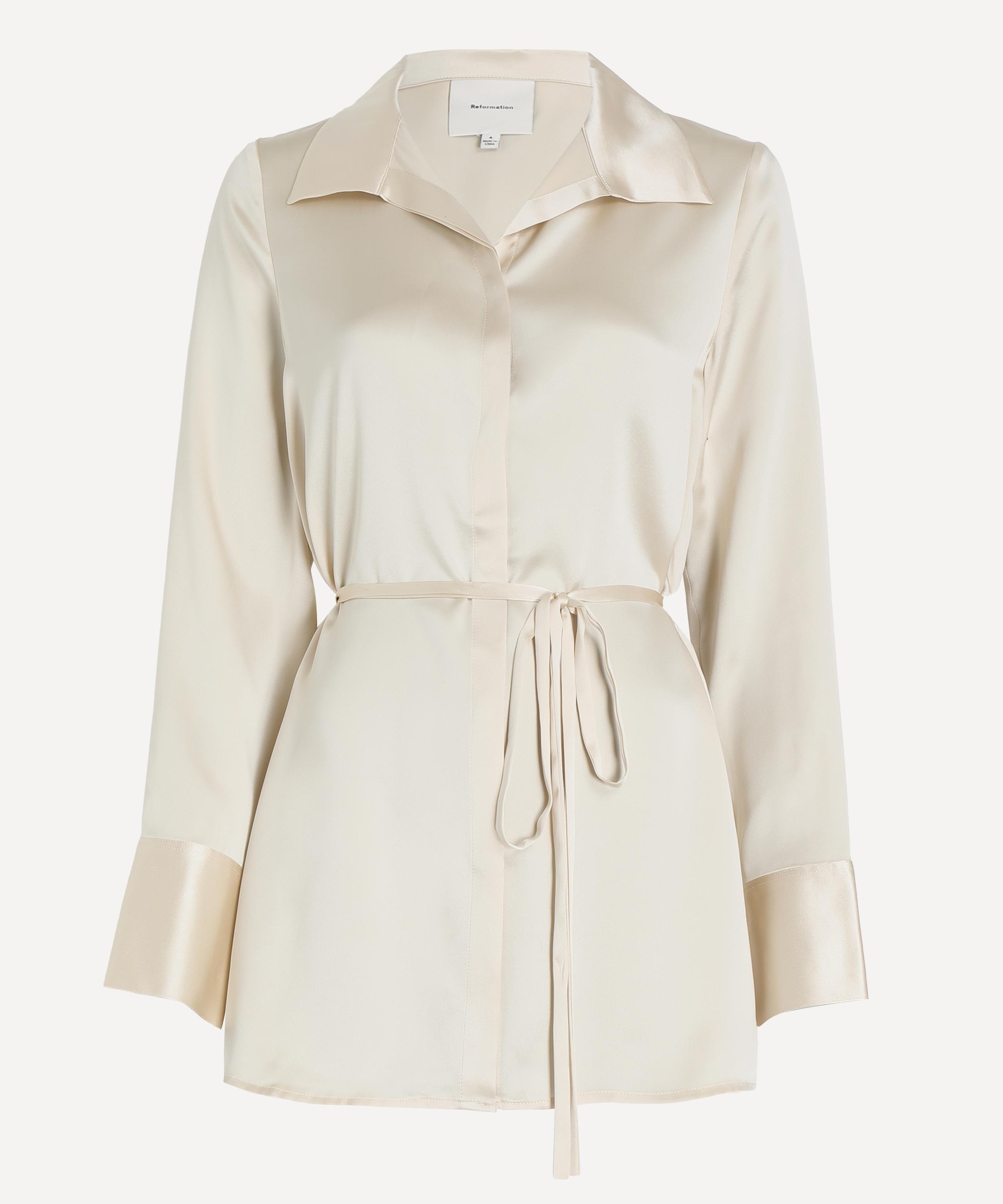 Reformation Women's Camilla Almond Silk Shirt In Neutral