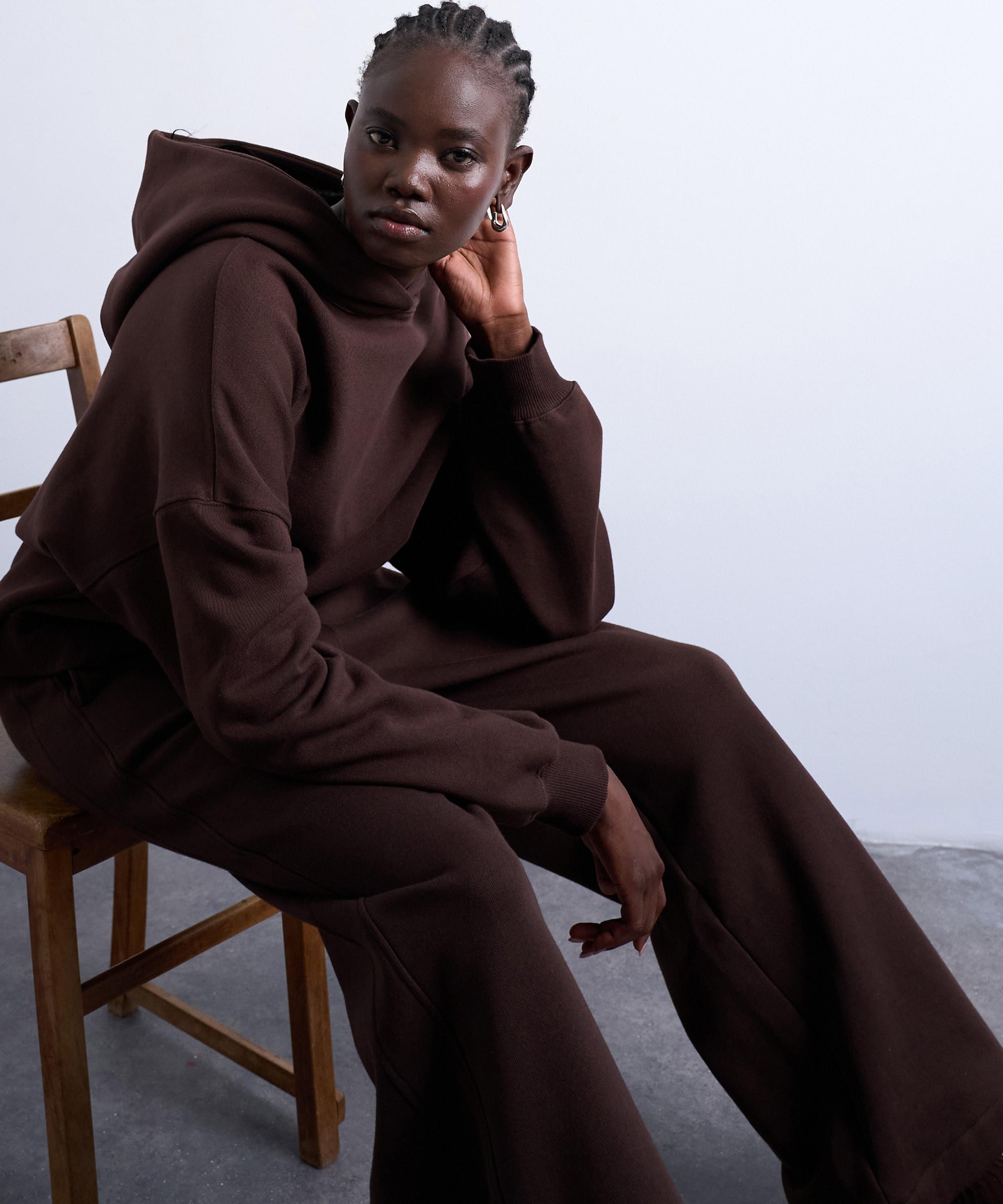 Topshop Women's Chocolate Brown Premium Heavyweight Oversized Hoodie