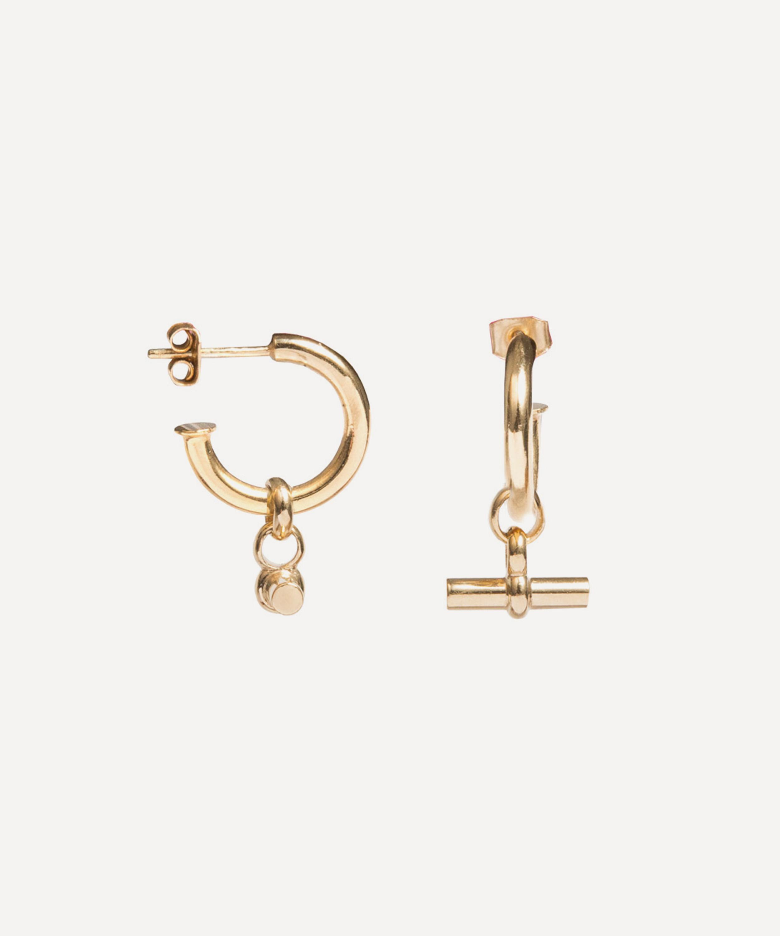 Tilly Sveaas 18ct Gold-plated Small T-bar Drop Hoop Earrings