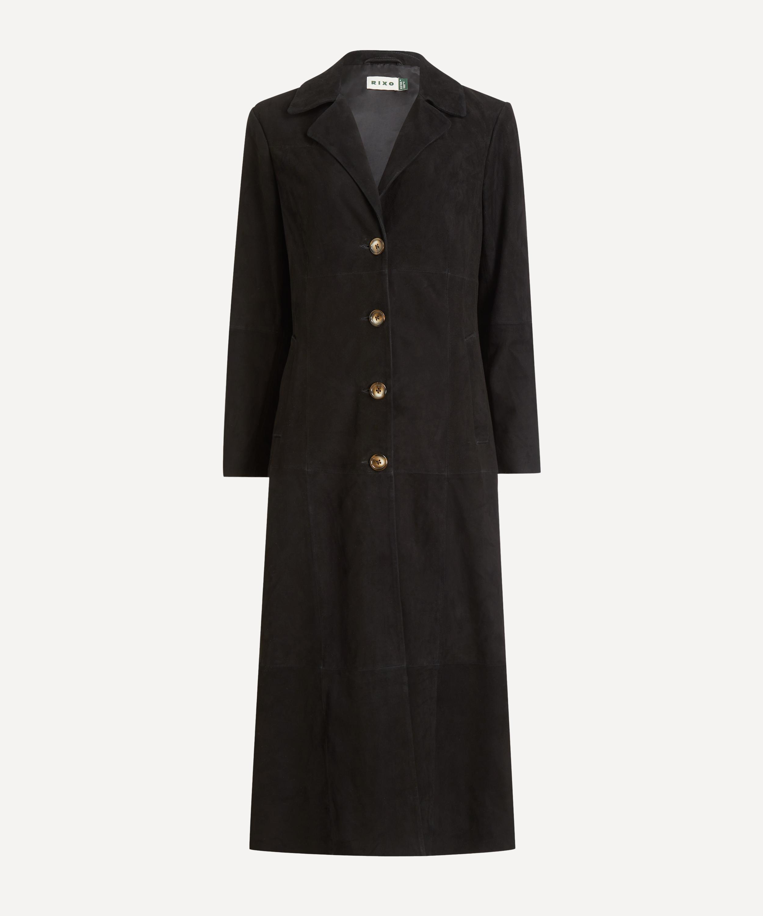 Rixo London Astraea Paneled Suede Coat In Black