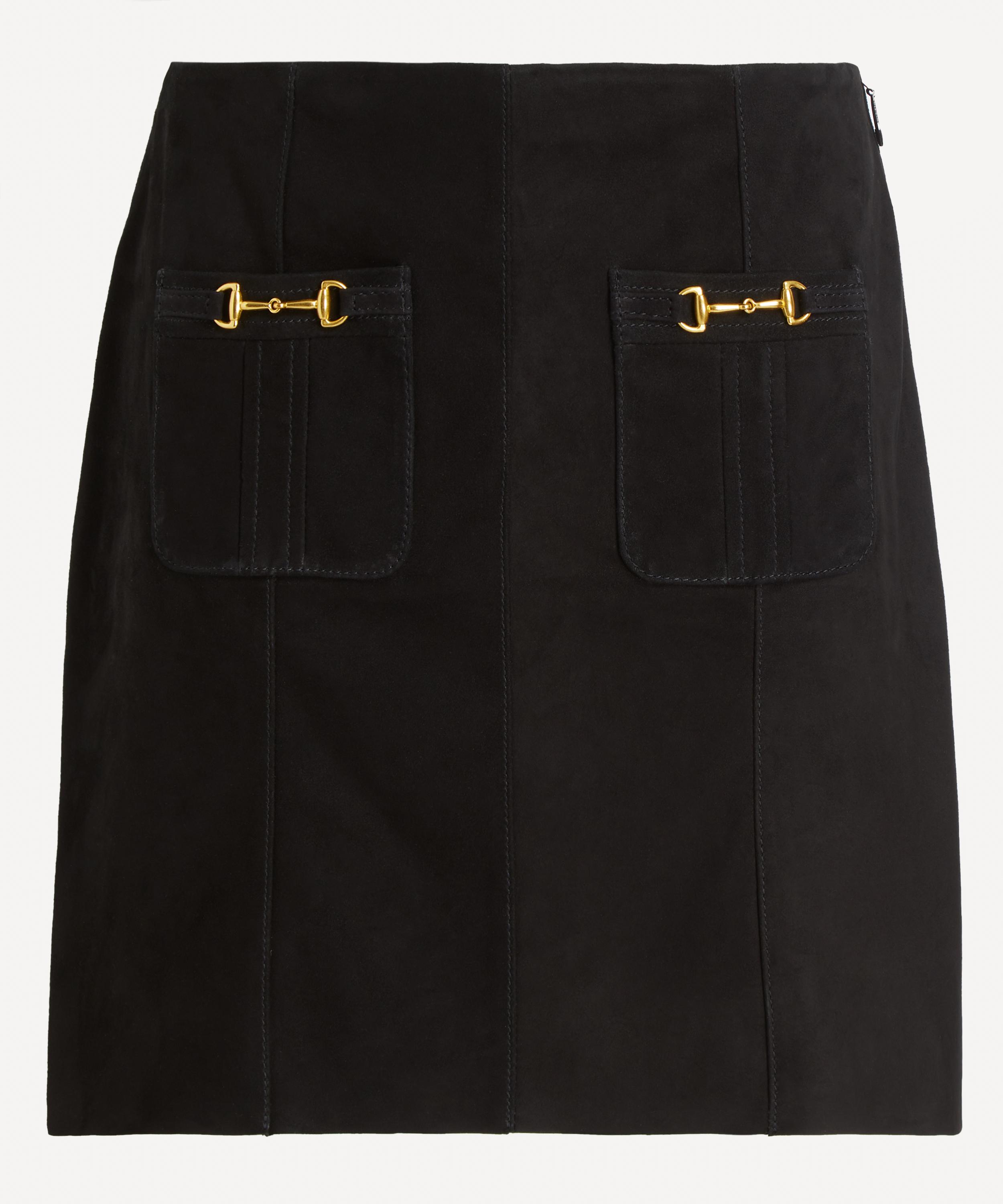 Rixo London Rixo Women's Wiley Suede Mini Skirt In Black