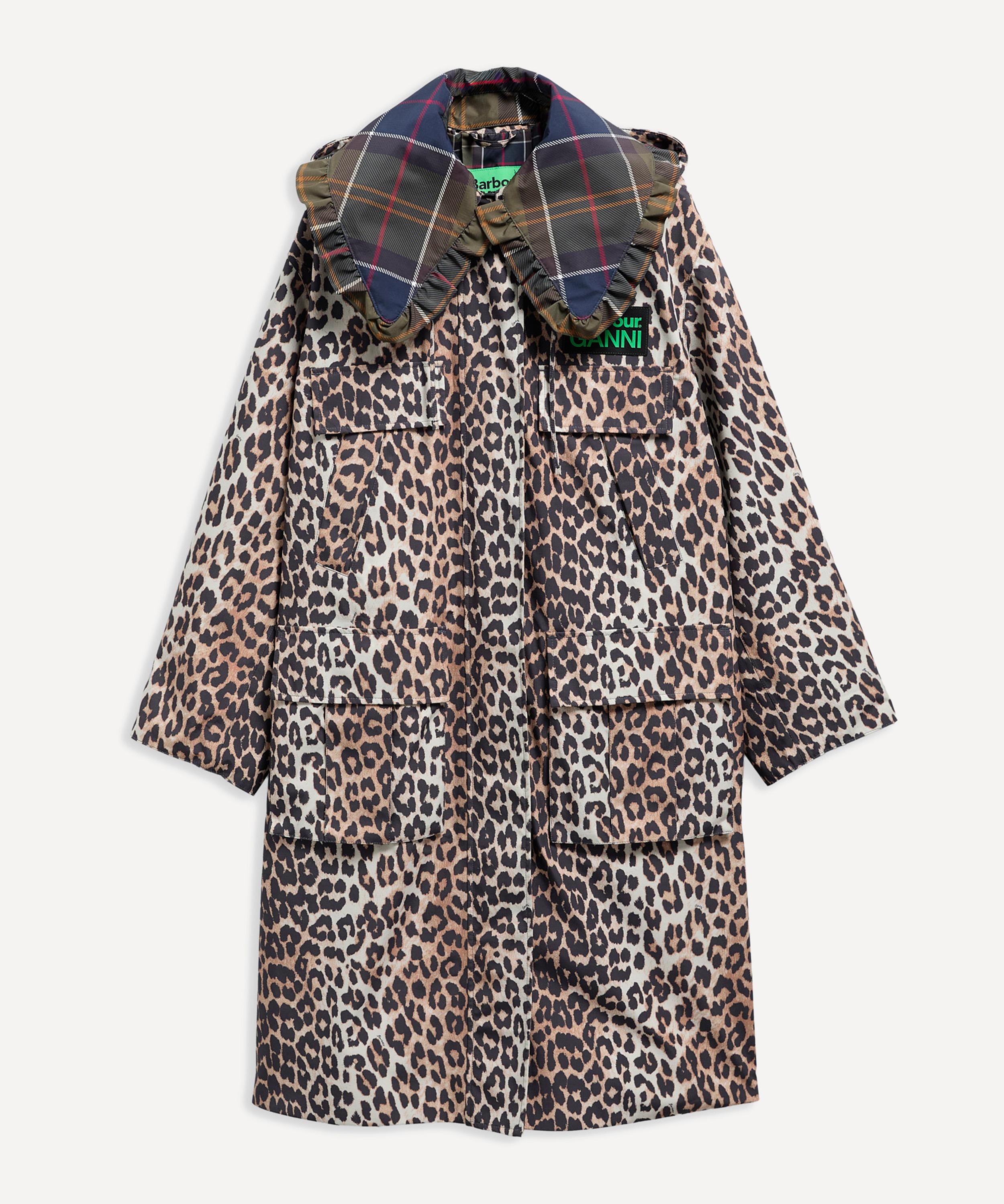 Barbour x GANNI Leopard Print Waterproof Parka Jacket