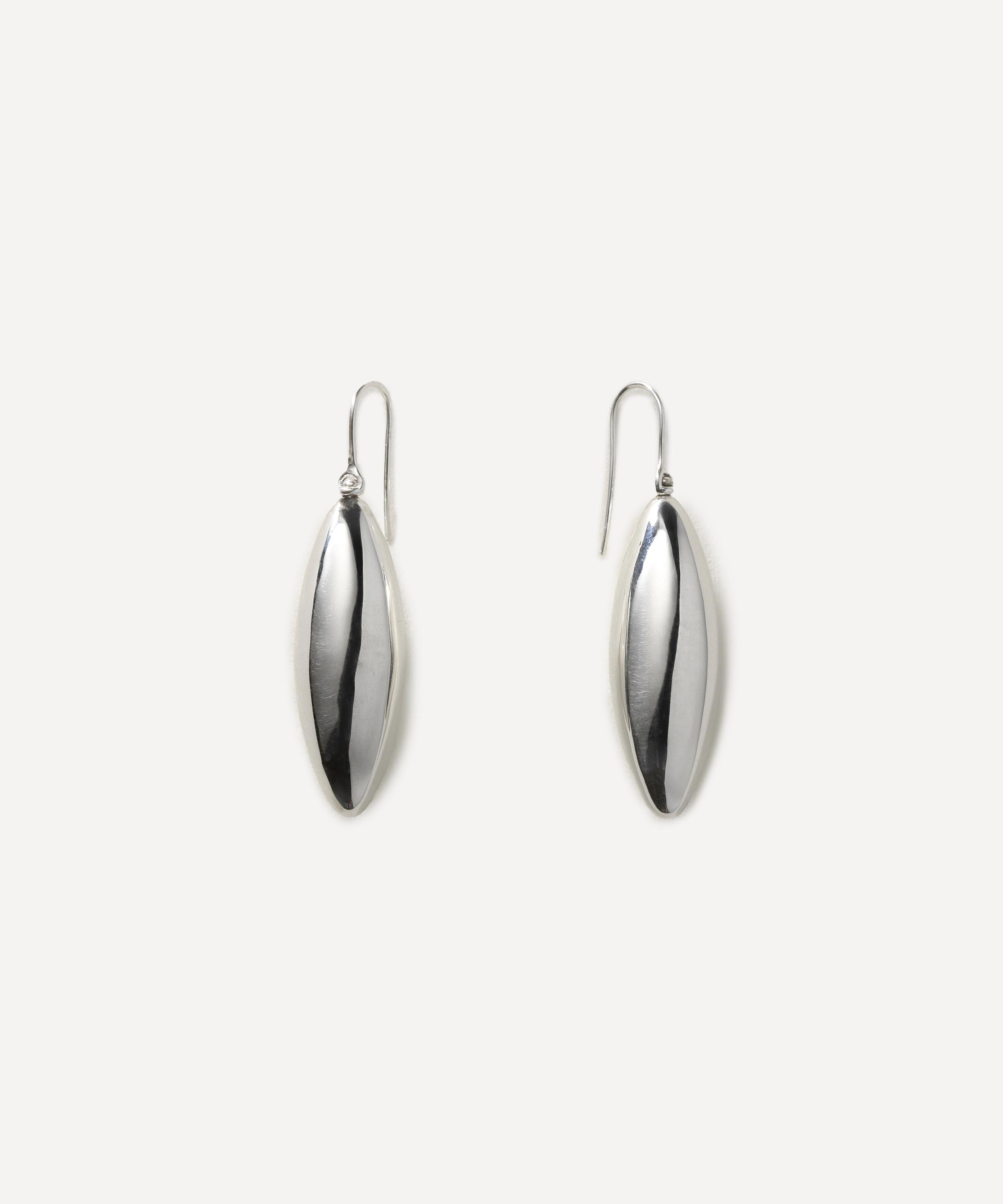 Annika Inez Sterling Silver Large Elongated Ellipse Drop Earrings