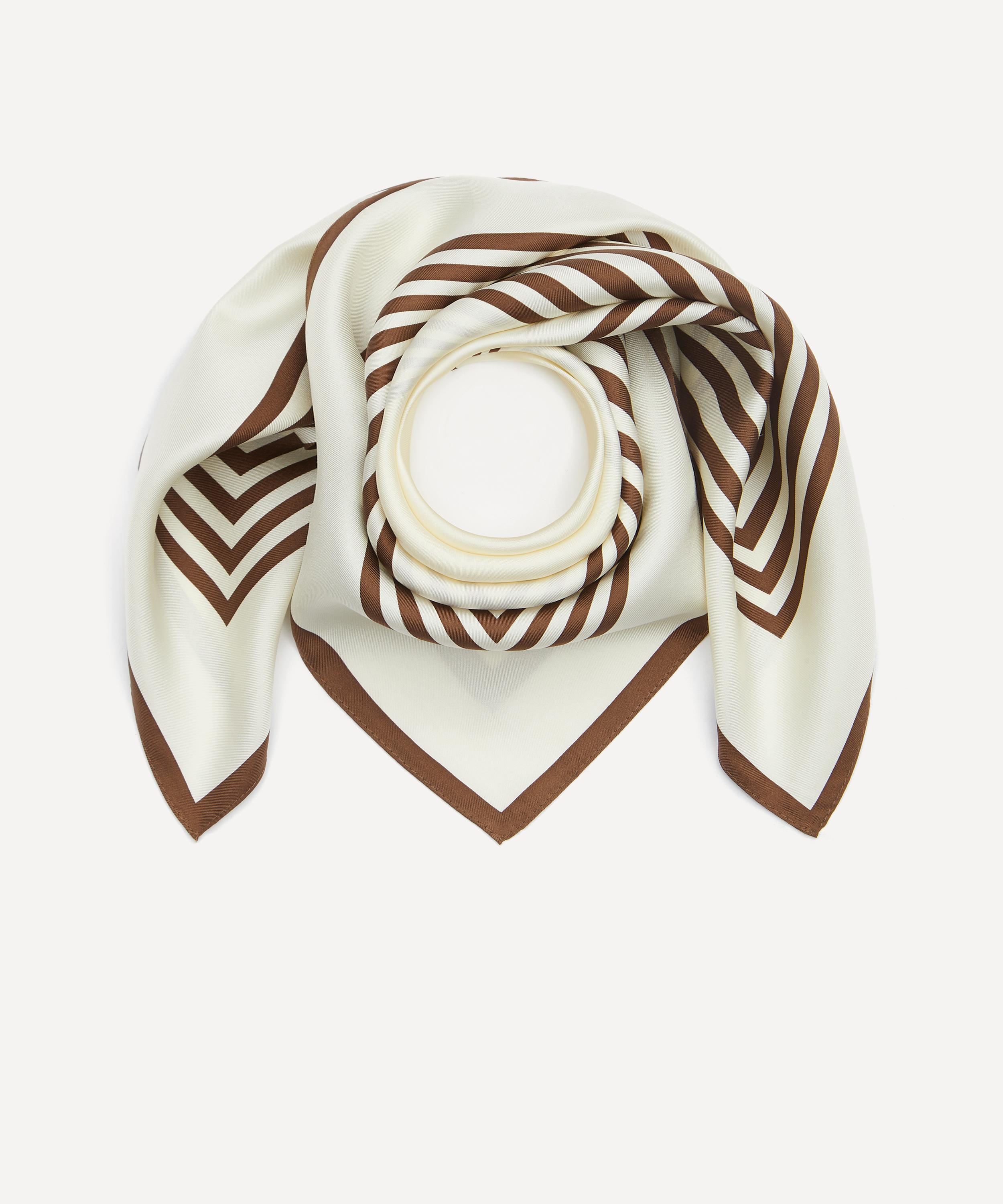 Lescarf Women's Striped Cream 65x65 Silk Scarf In Neutral