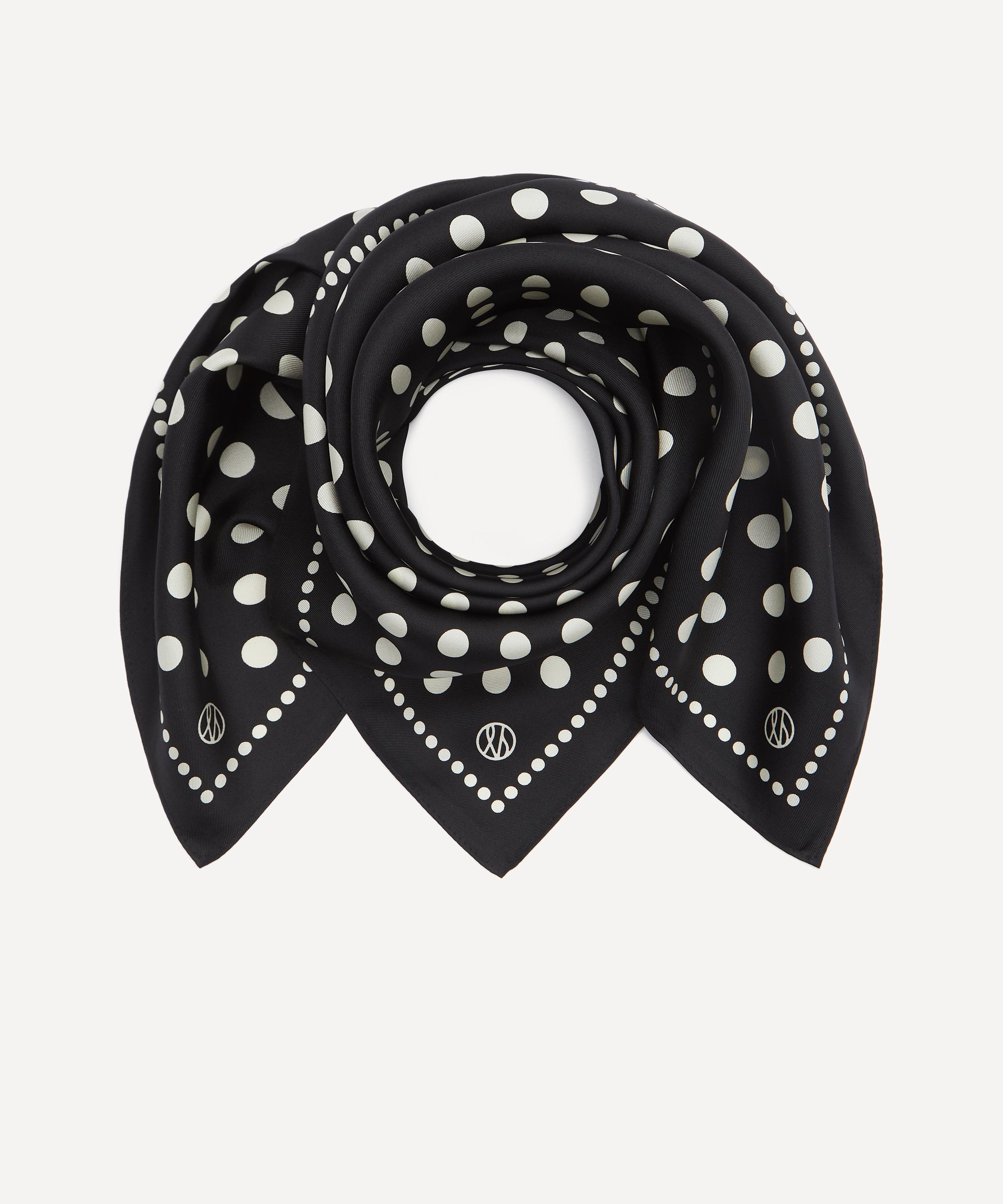 Lescarf Women's Polkadot Print Black 65x65 Silk Scarf In Black