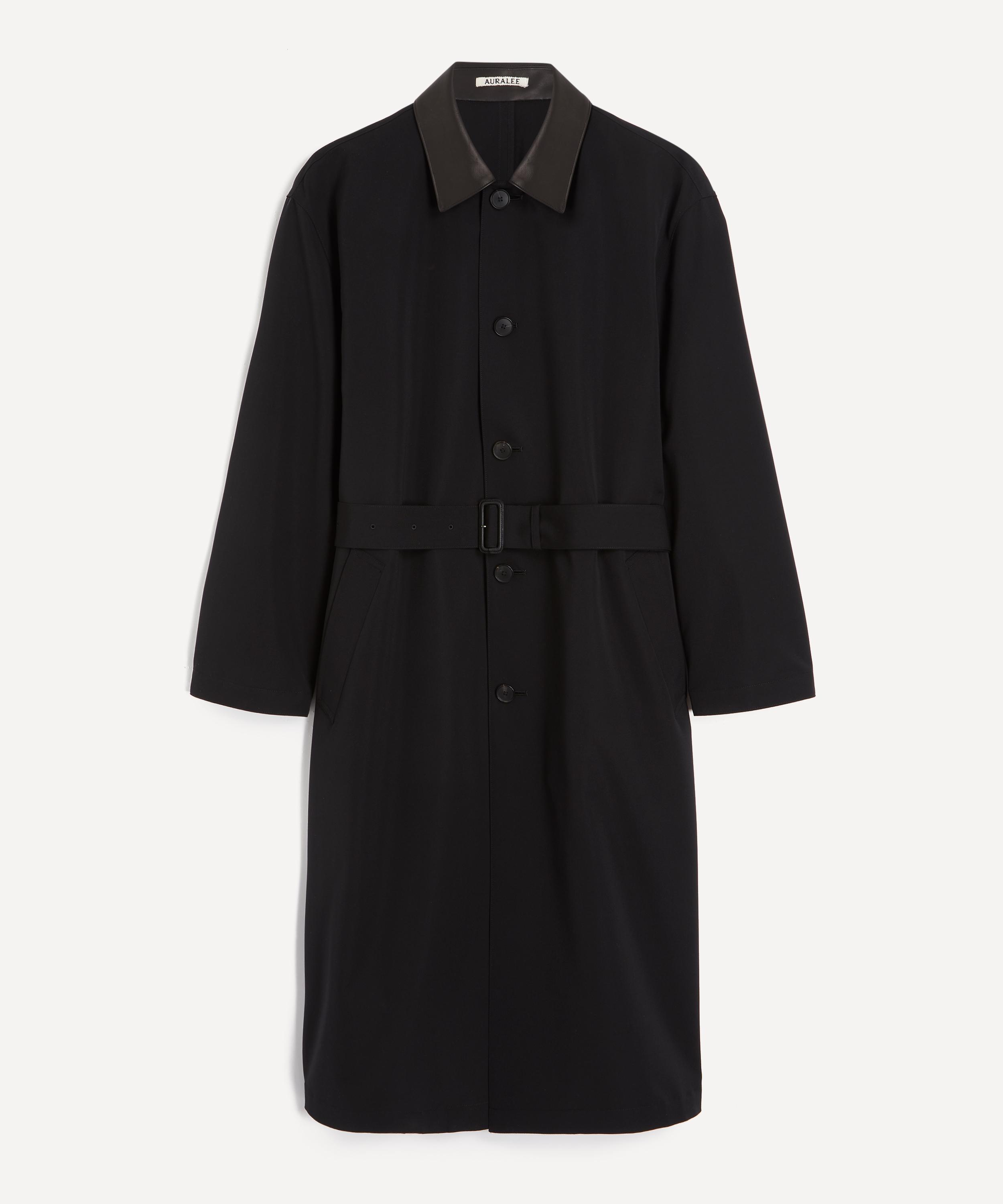 Auralee Mens Black Wool Max Canvas Coat