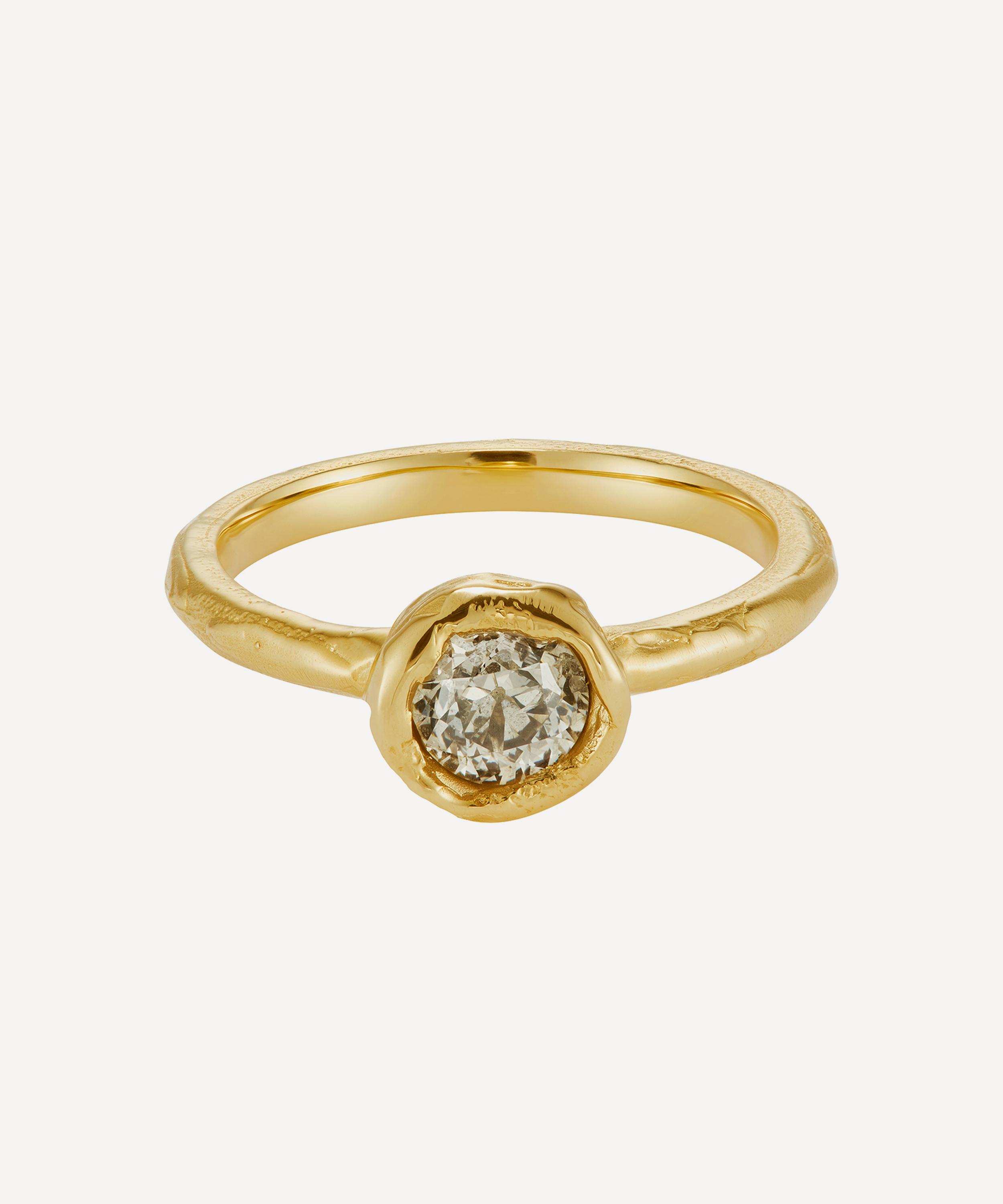 Ellis Mhairi Cameron 14ct Gold Old Cut Champagne Diamond Organic Engagement Ring In Gold