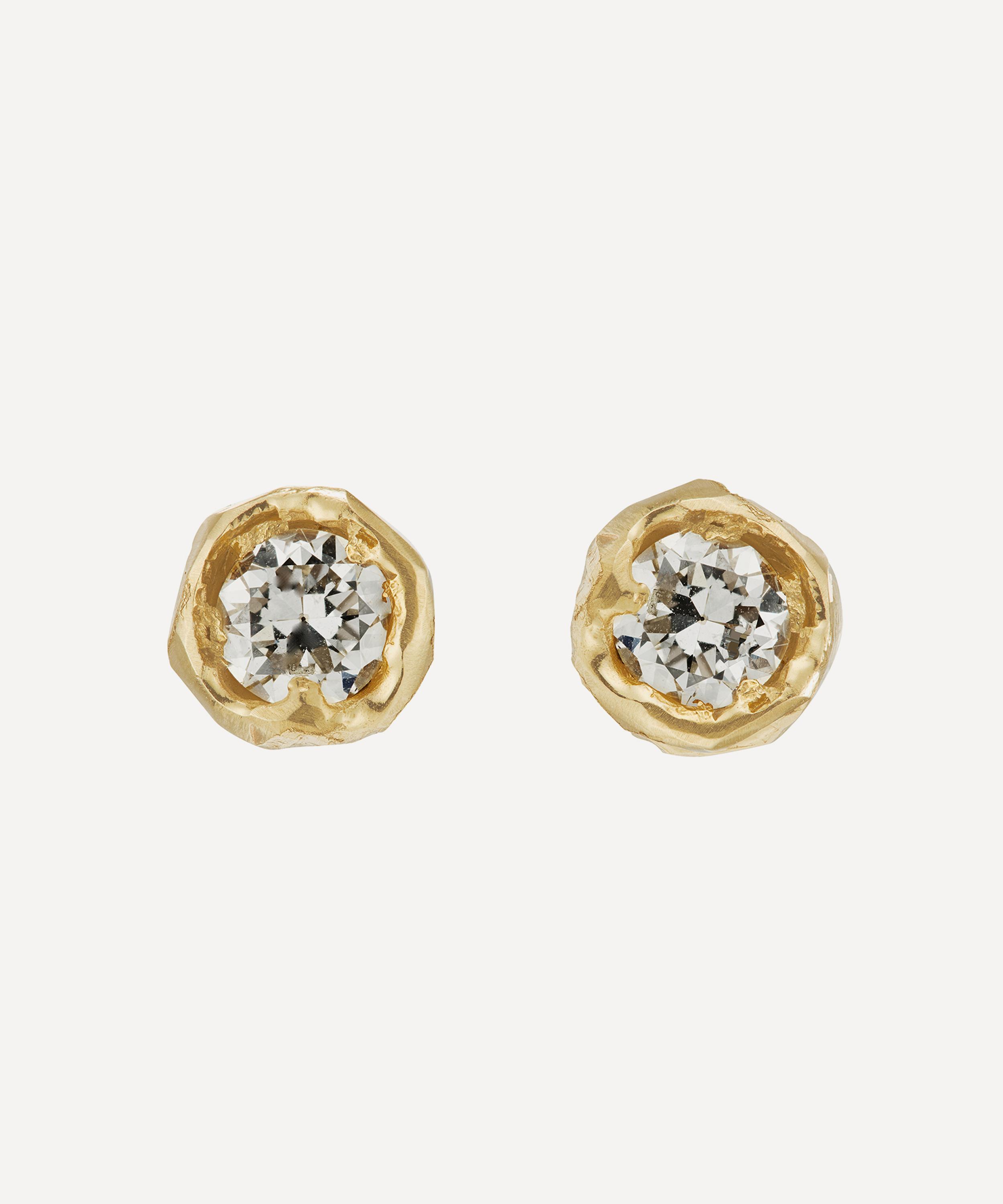 Ellis Mhairi Cameron 14ct Gold Old Cut Diamond Stud Earrings In Gold