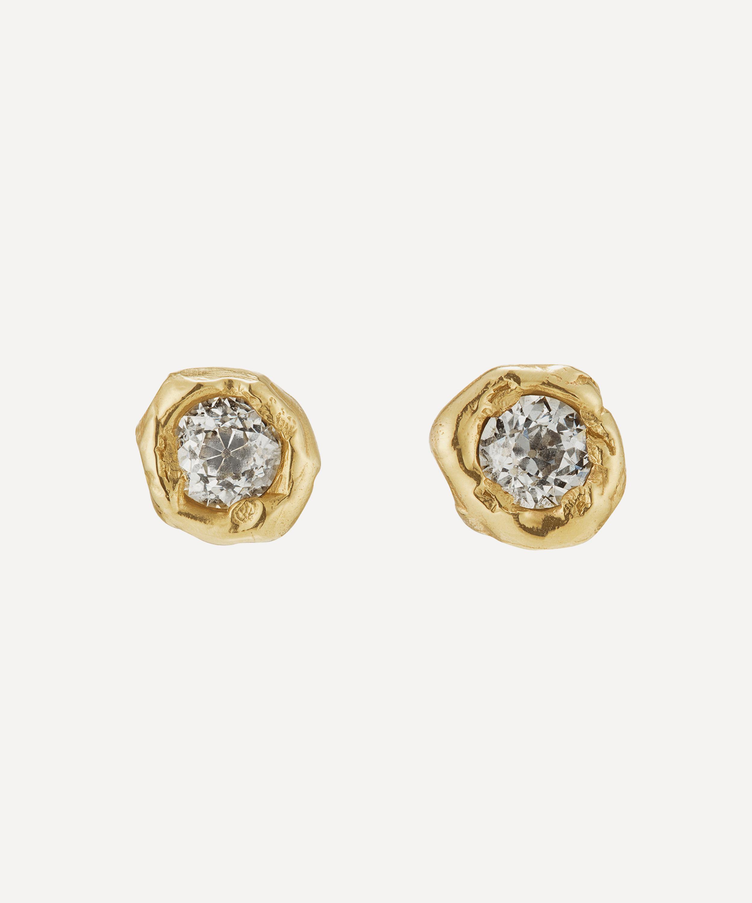Ellis Mhairi Cameron 14ct Gold Old Cut Diamond Stud Earrings In Gold