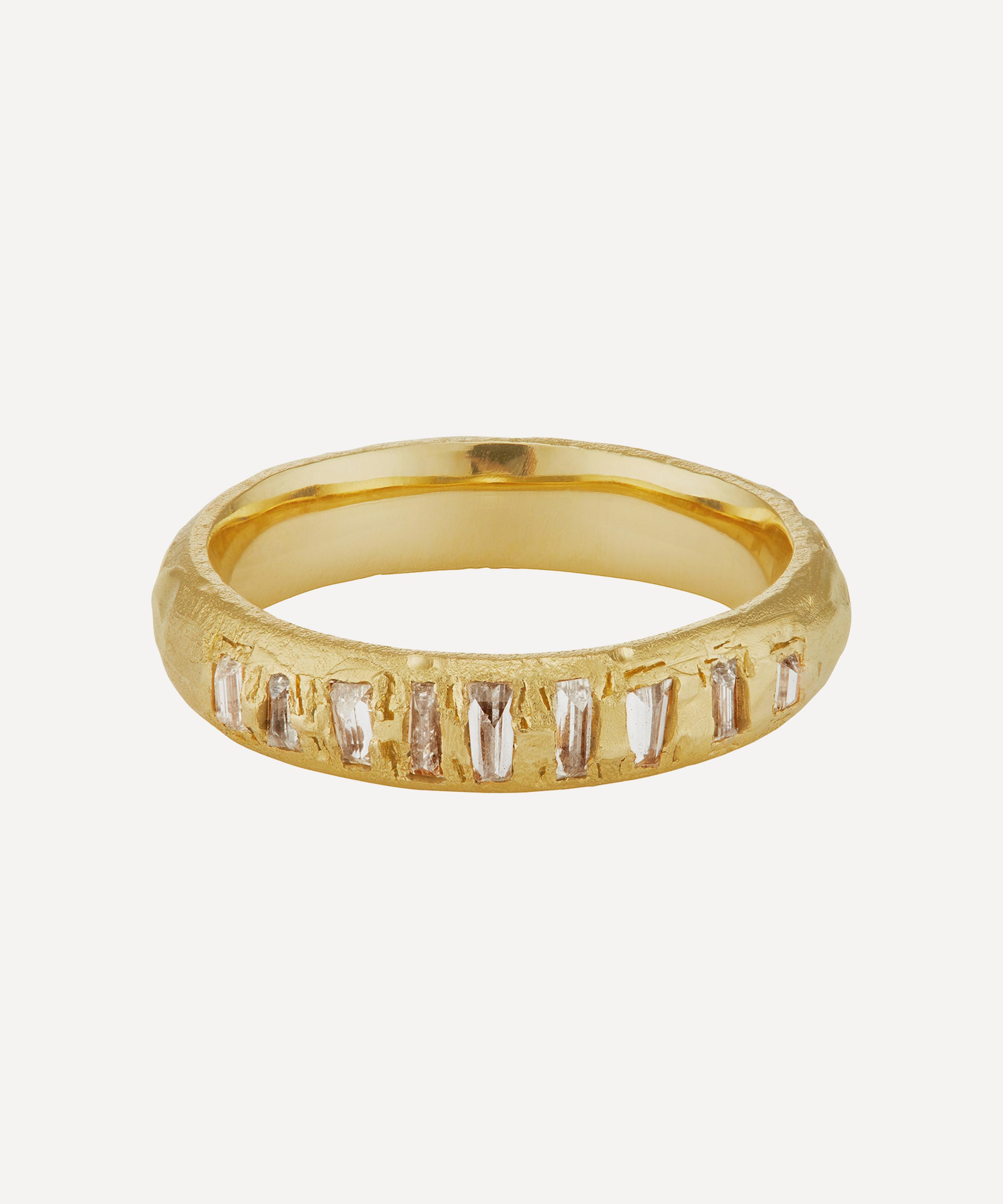 Ellis Mhairi Cameron 14ct Gold Icy White Baguette Diamond Scatter Ring In Gold