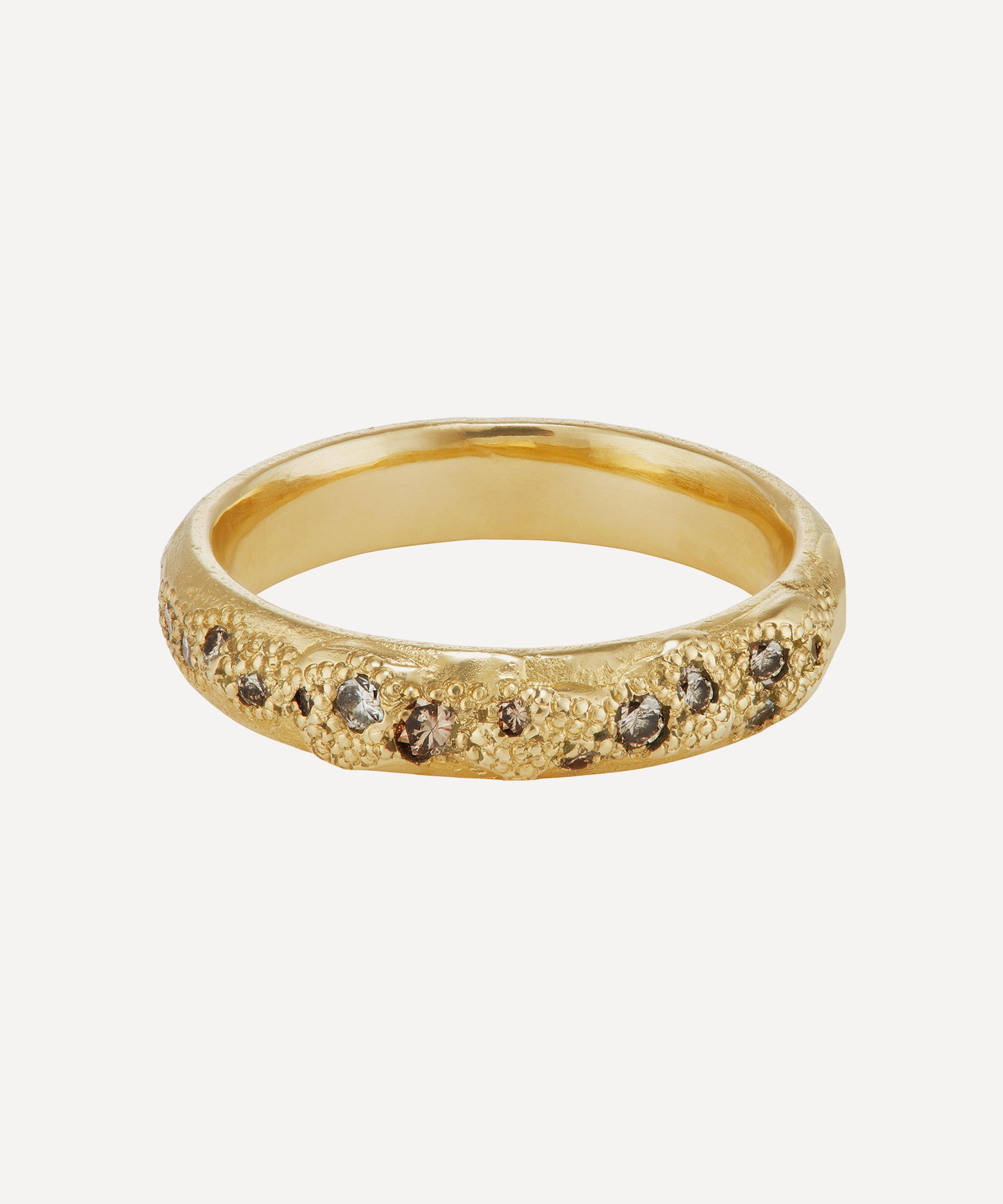Ellis Mhairi Cameron 14ct Gold Round Champagne Diamond Scatter Ring In Gold