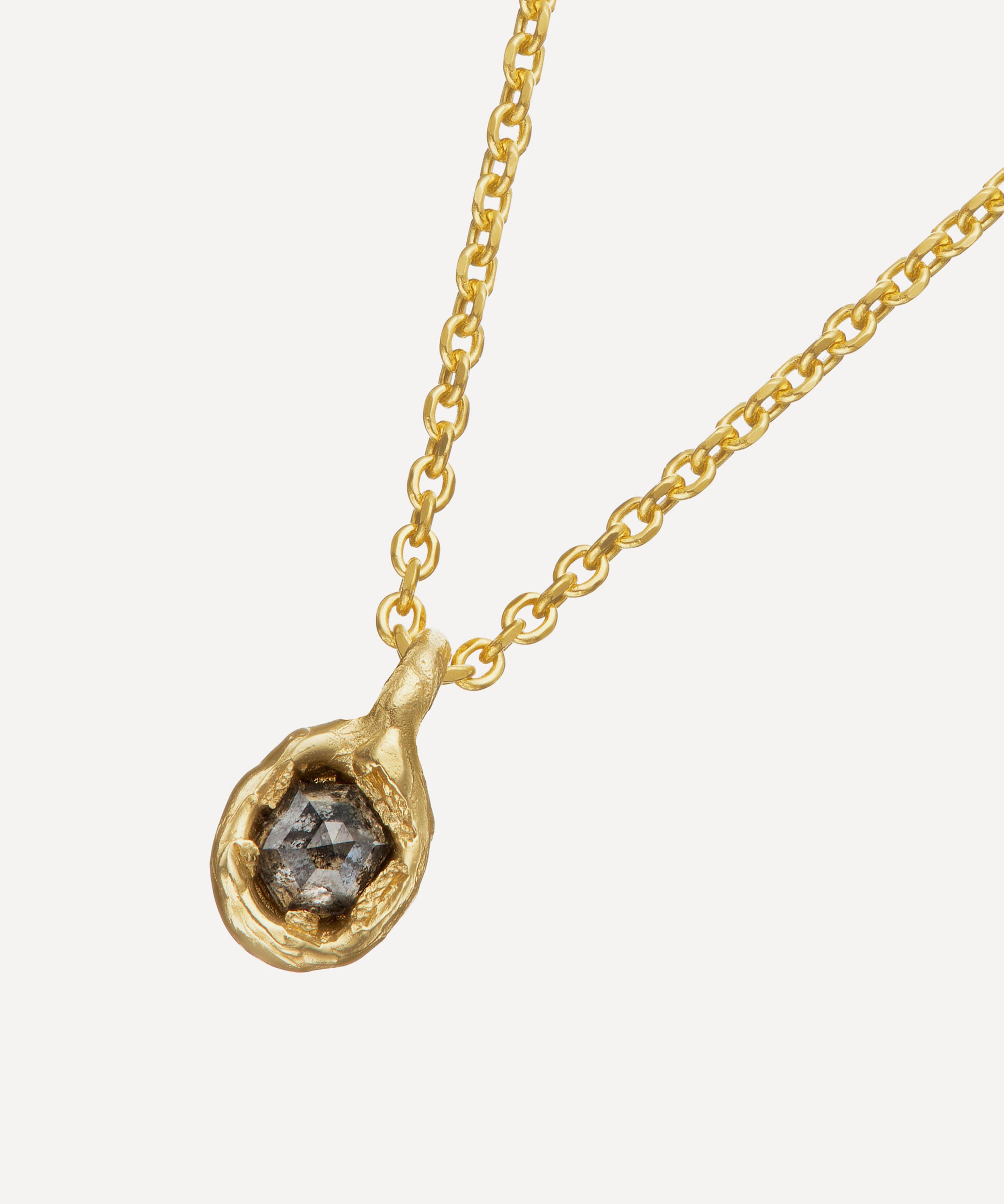 Ellis Mhairi Cameron 14ct Gold Salt And Pepper Hexagonal Diamond Nugget Pendant Necklace In Gold