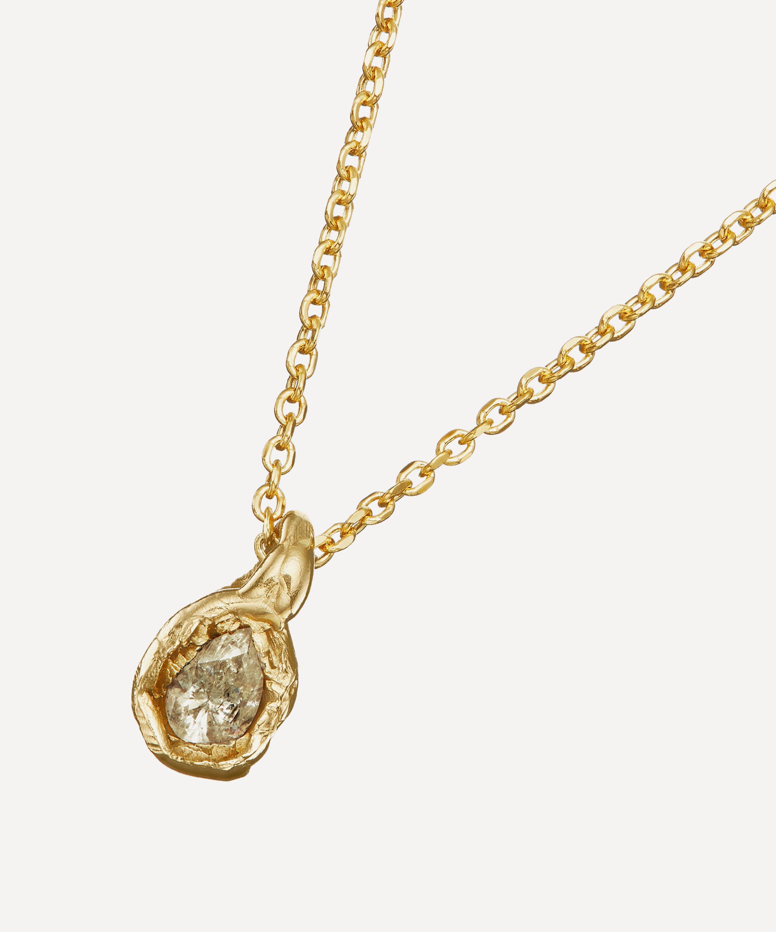 Ellis Mhairi Cameron 14ct Gold White Diamond Nugget Pendant Necklace In Gold