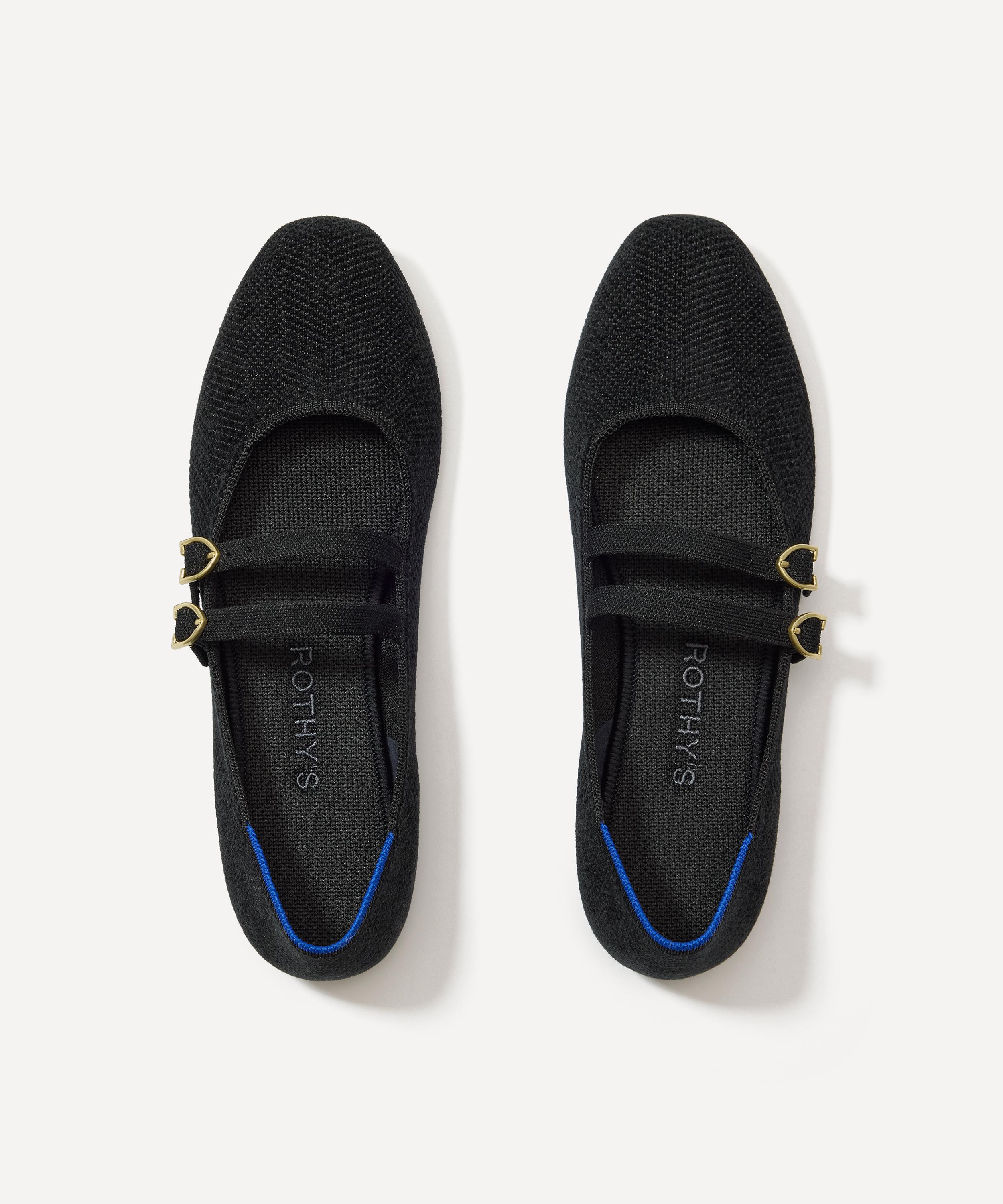 Rothys The Double Buckle Mary Jane In Black/neutral