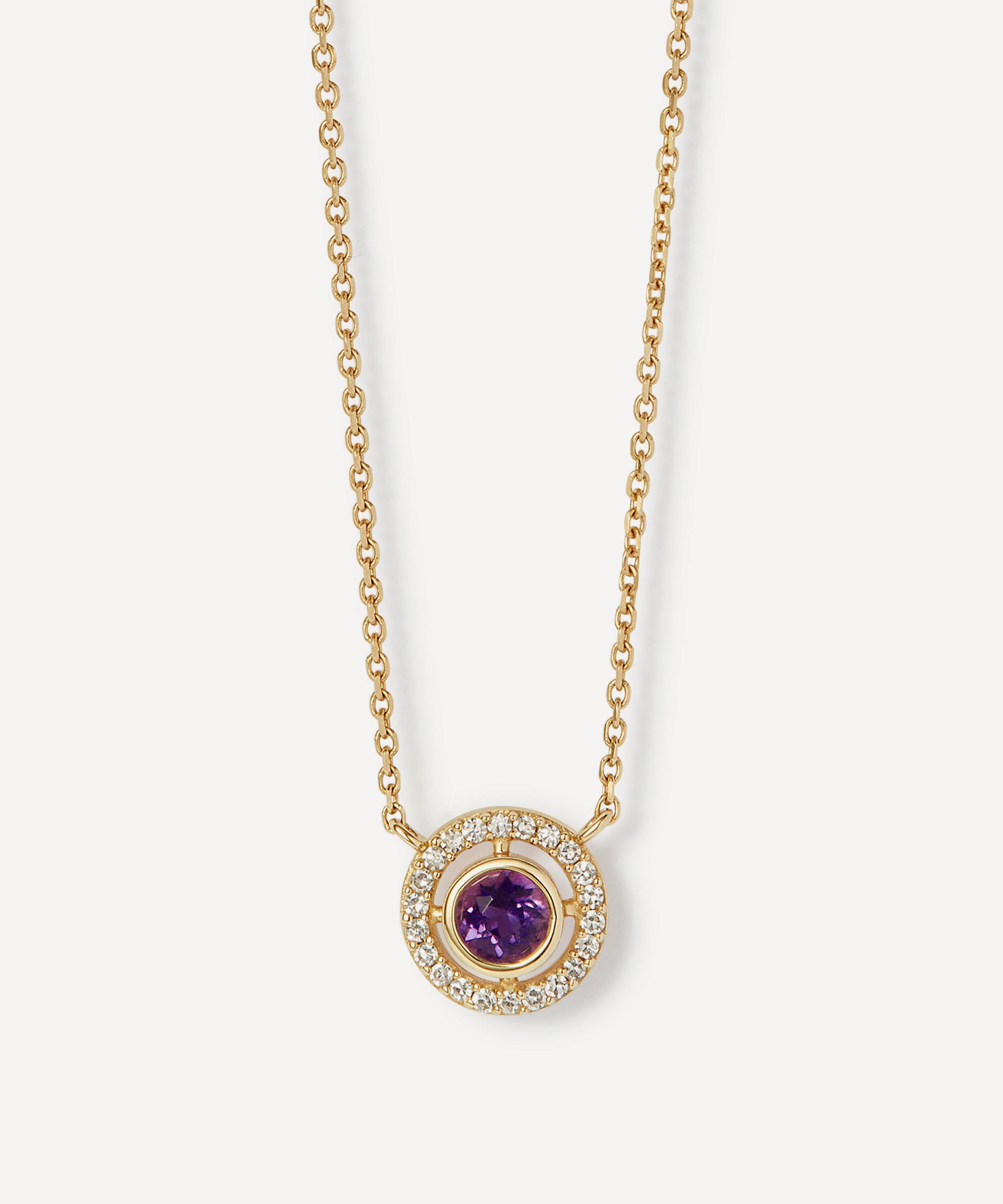 Astley Clarke 14ct Gold February Birthstone Amethyst Pendant Necklace In Gold