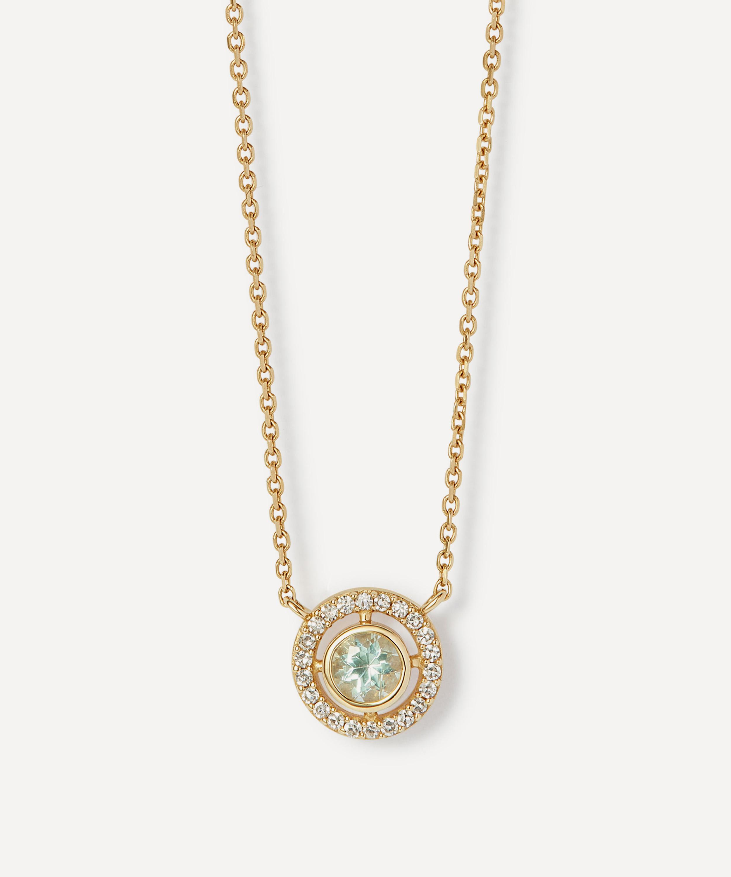 Astley Clarke 14ct Gold March Birthstone Aquamarine Pendant Necklace In Gold