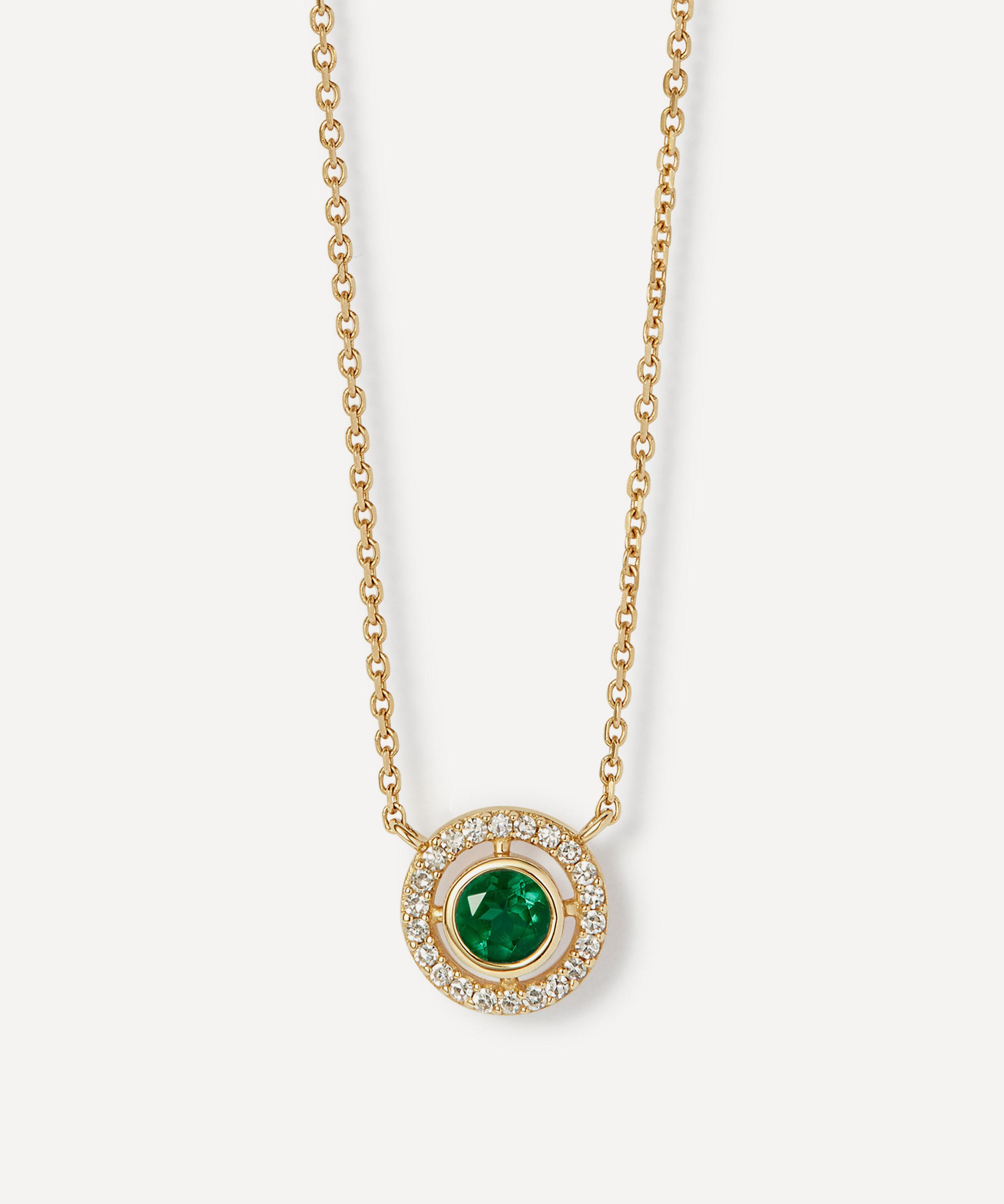 Astley Clarke 14ct Gold May Birthstone Emerald Pendant Necklace In Gold