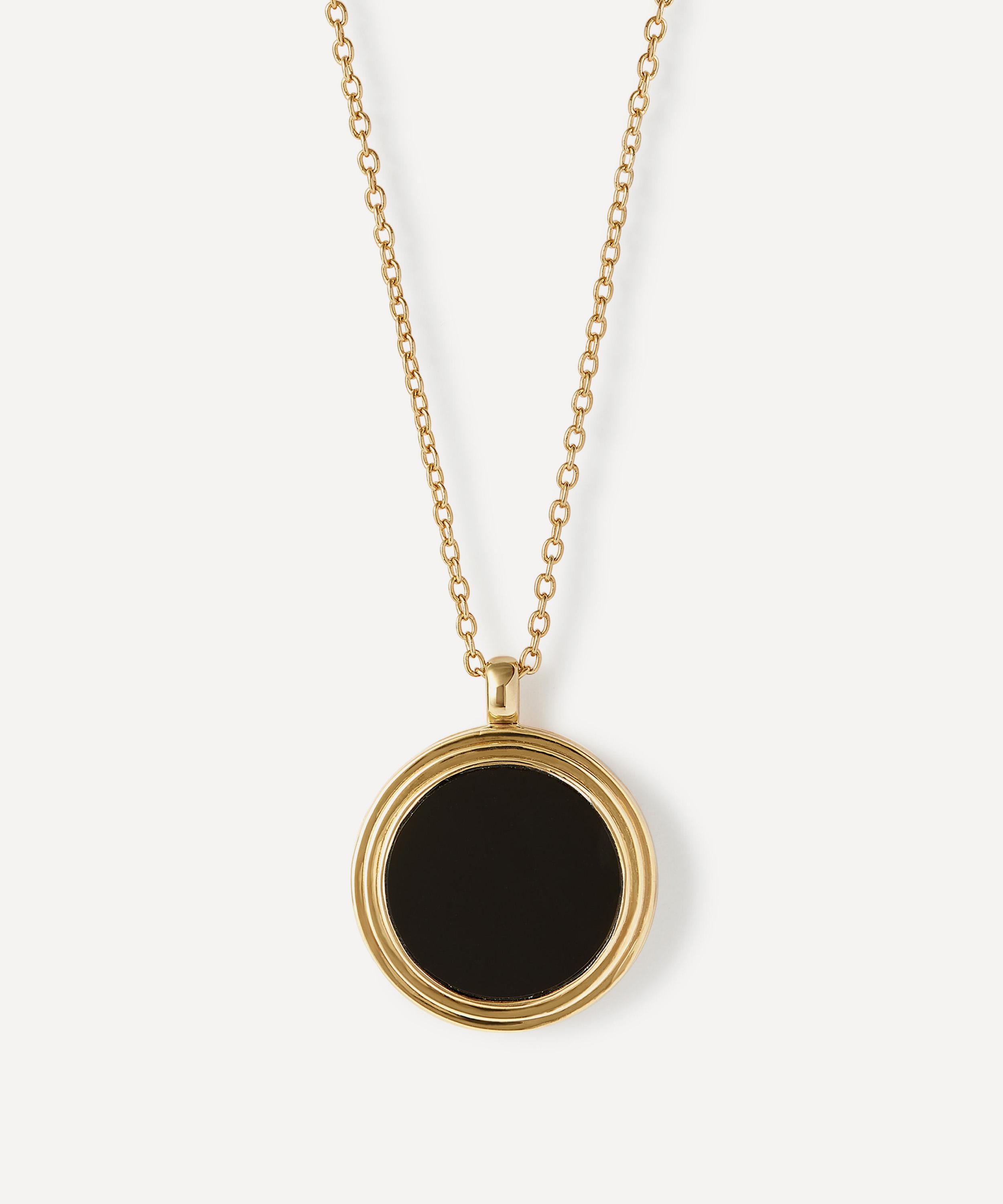 Astley Clarke 18ct Gold-plated Vermeil Silver Stilla Black Onyx Locket Necklace In Gold