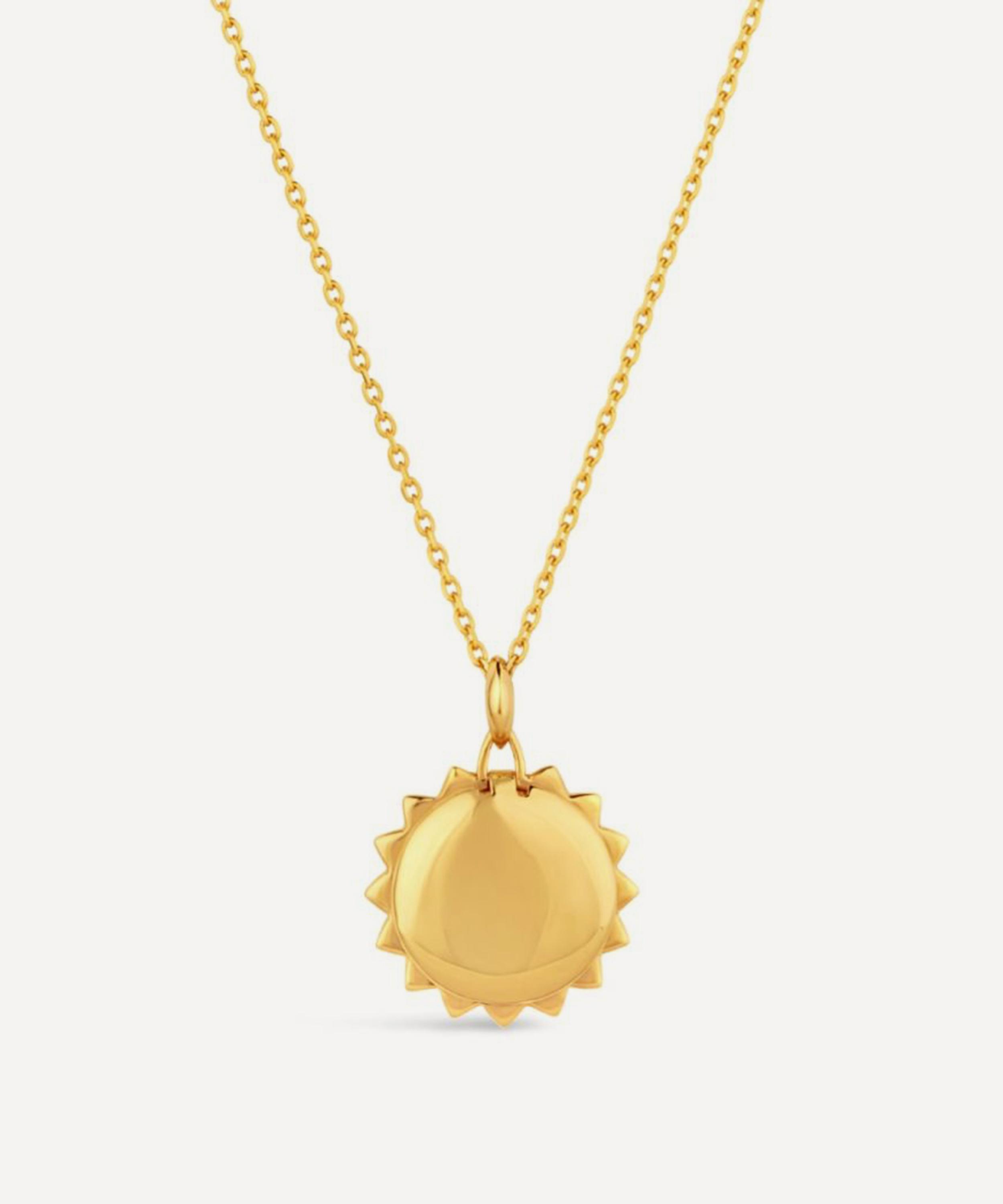 Dinny Hall Sterling Silver My World Small Sun Locket Necklace In Gold