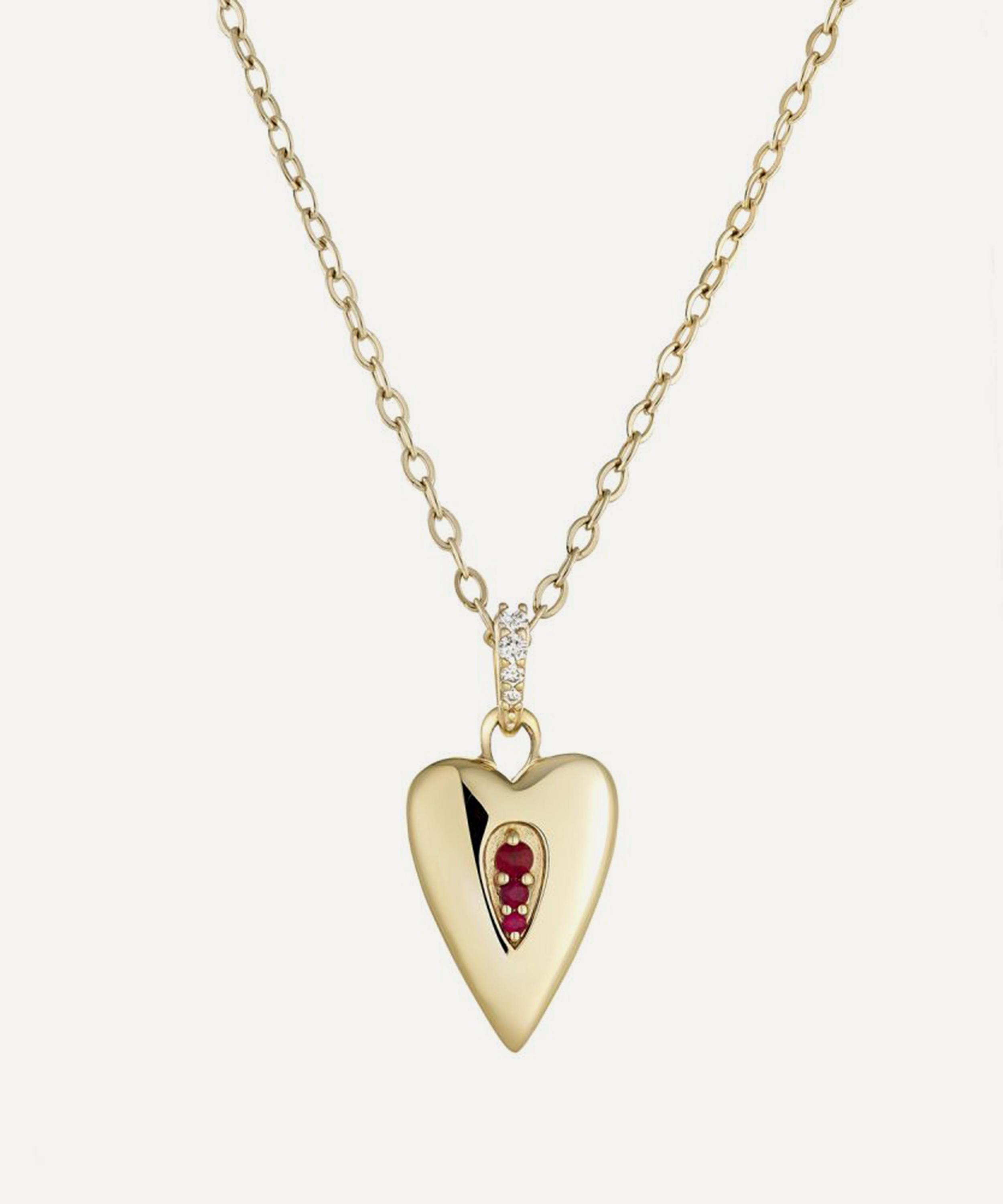 Dinny Hall 9ct Gold My World Ruby Heart Locket Necklace In Gold