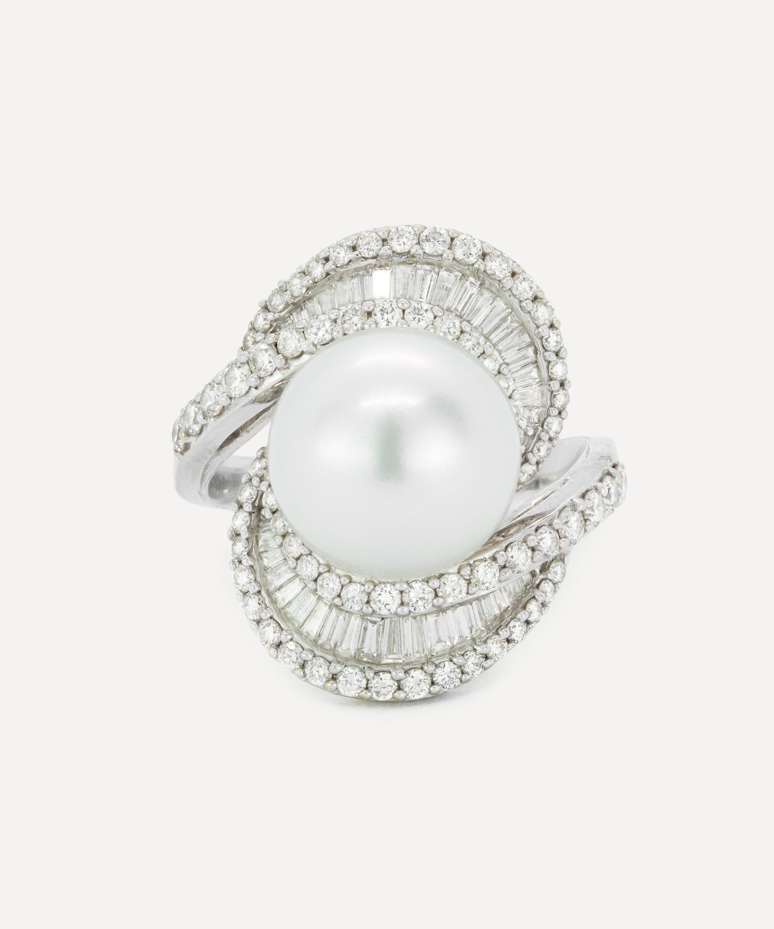 Kojis 18ct White Gold South Sea Pearl And Mix Cut Diamond Ring