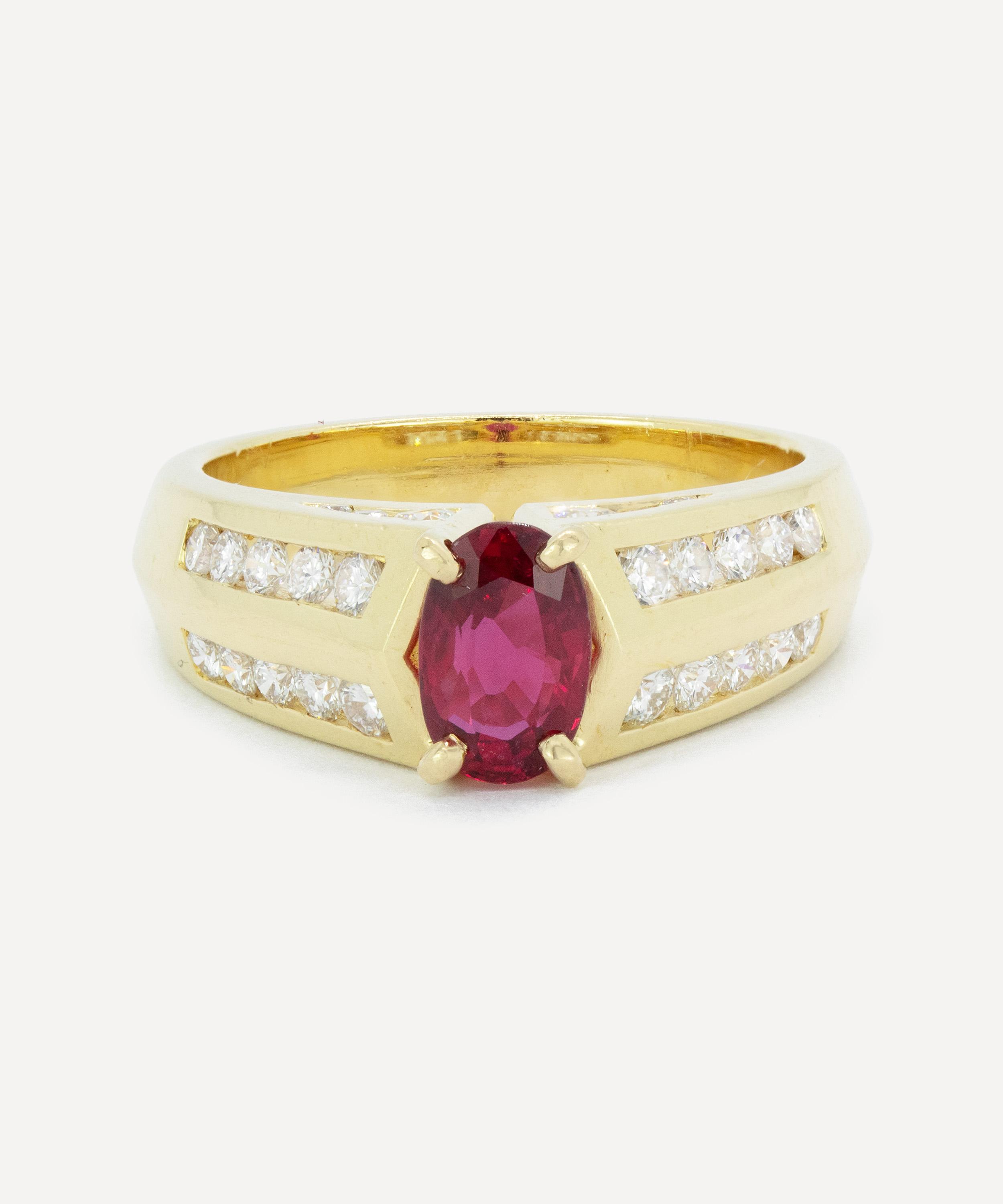 Kojis 18ct Gold Ruby And Diamond Shoulder Ring